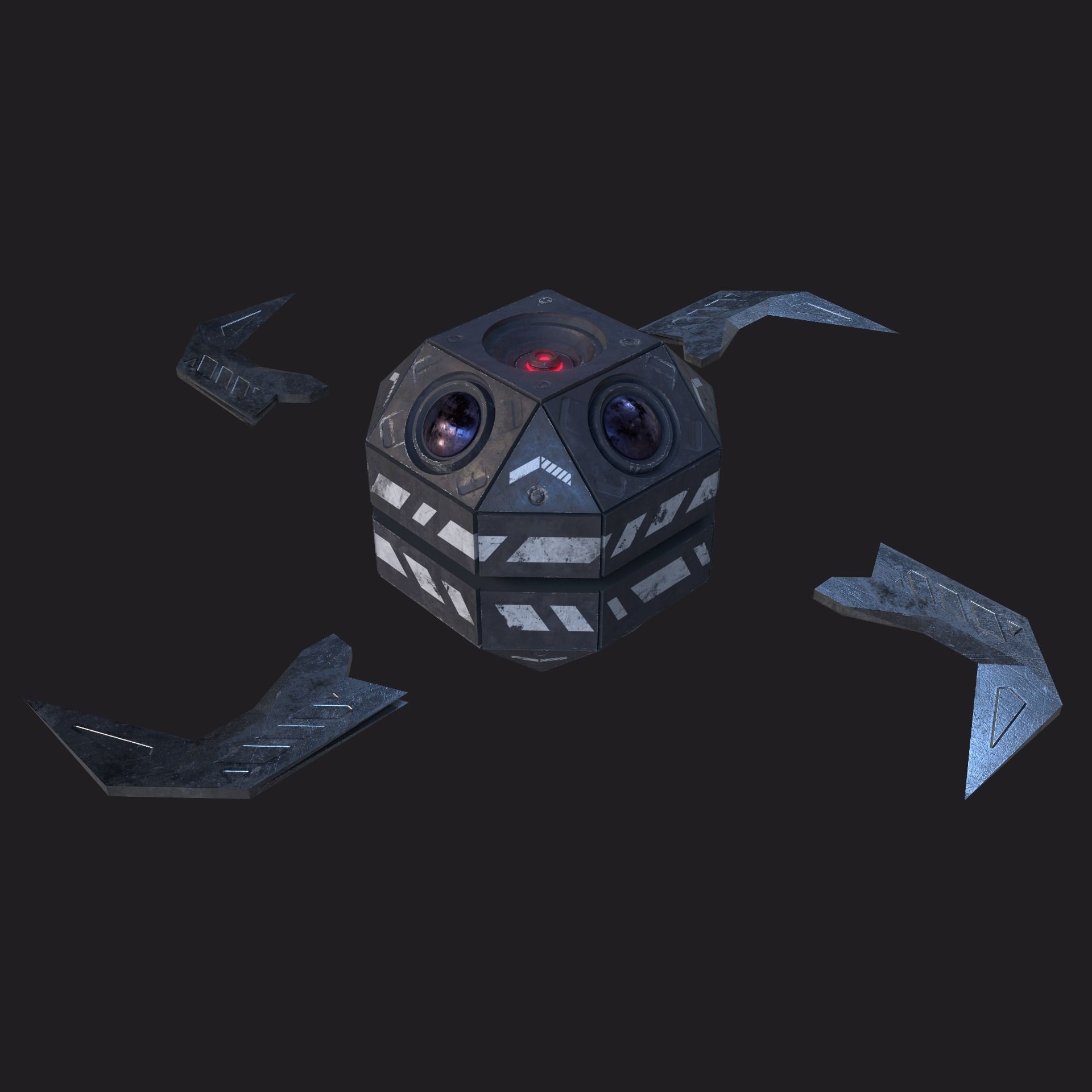 Drone robot hack and slash Low-poly 3D model_12