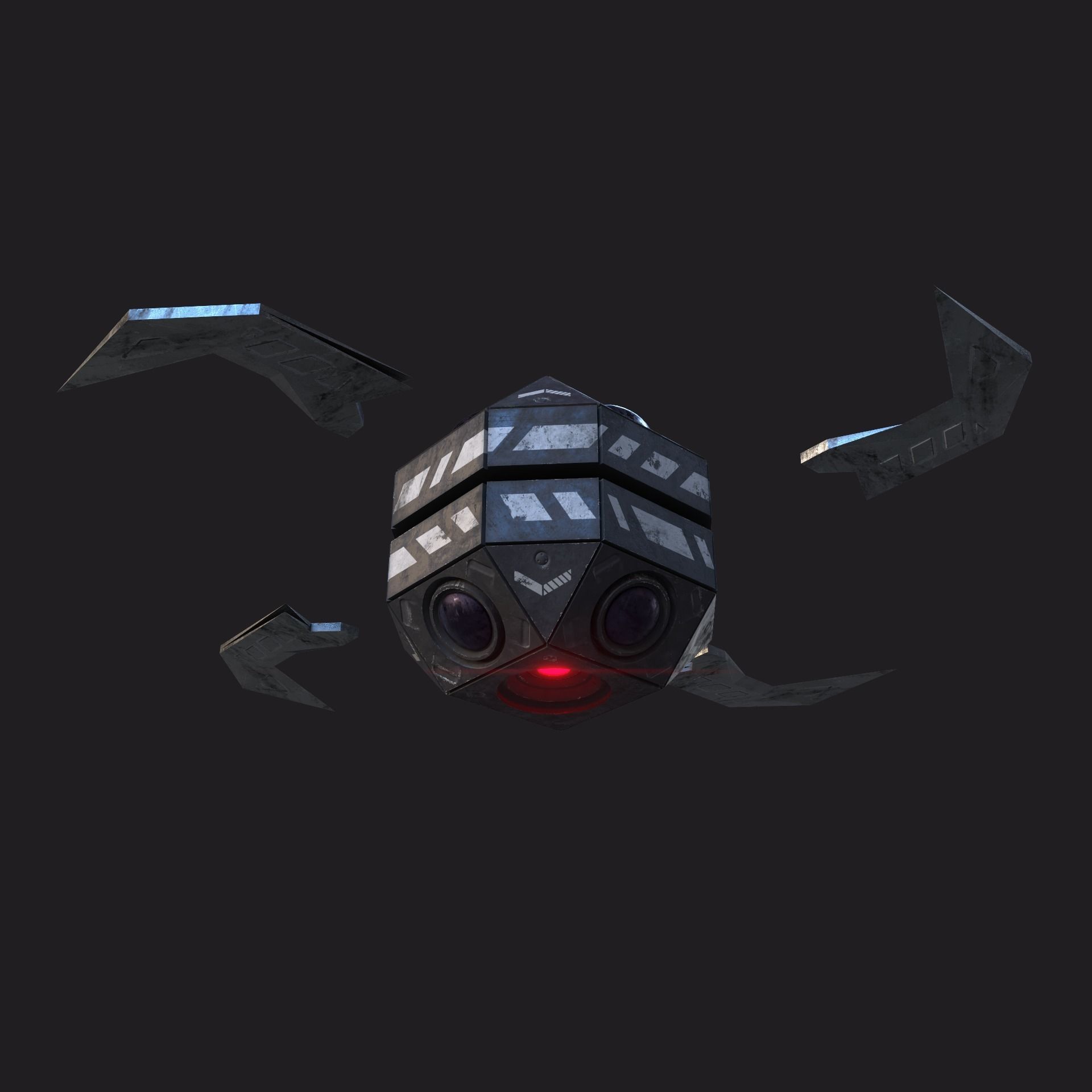 Drone robot hack and slash Low-poly 3D model_13