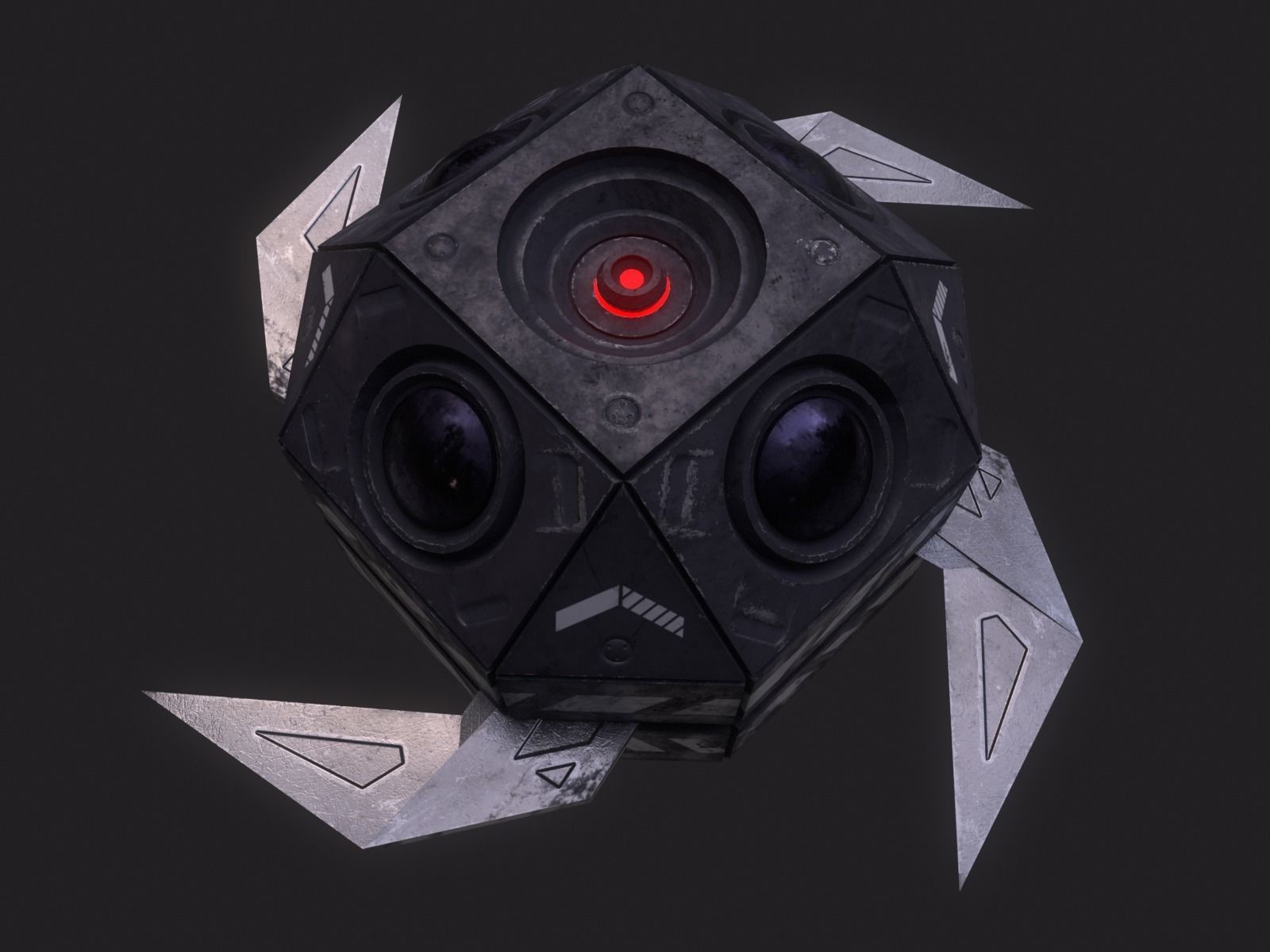 Drone robot hack and slash Low-poly 3D model_3