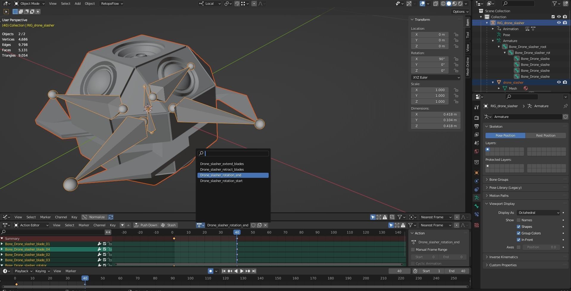 Drone robot hack and slash Low-poly 3D model_11