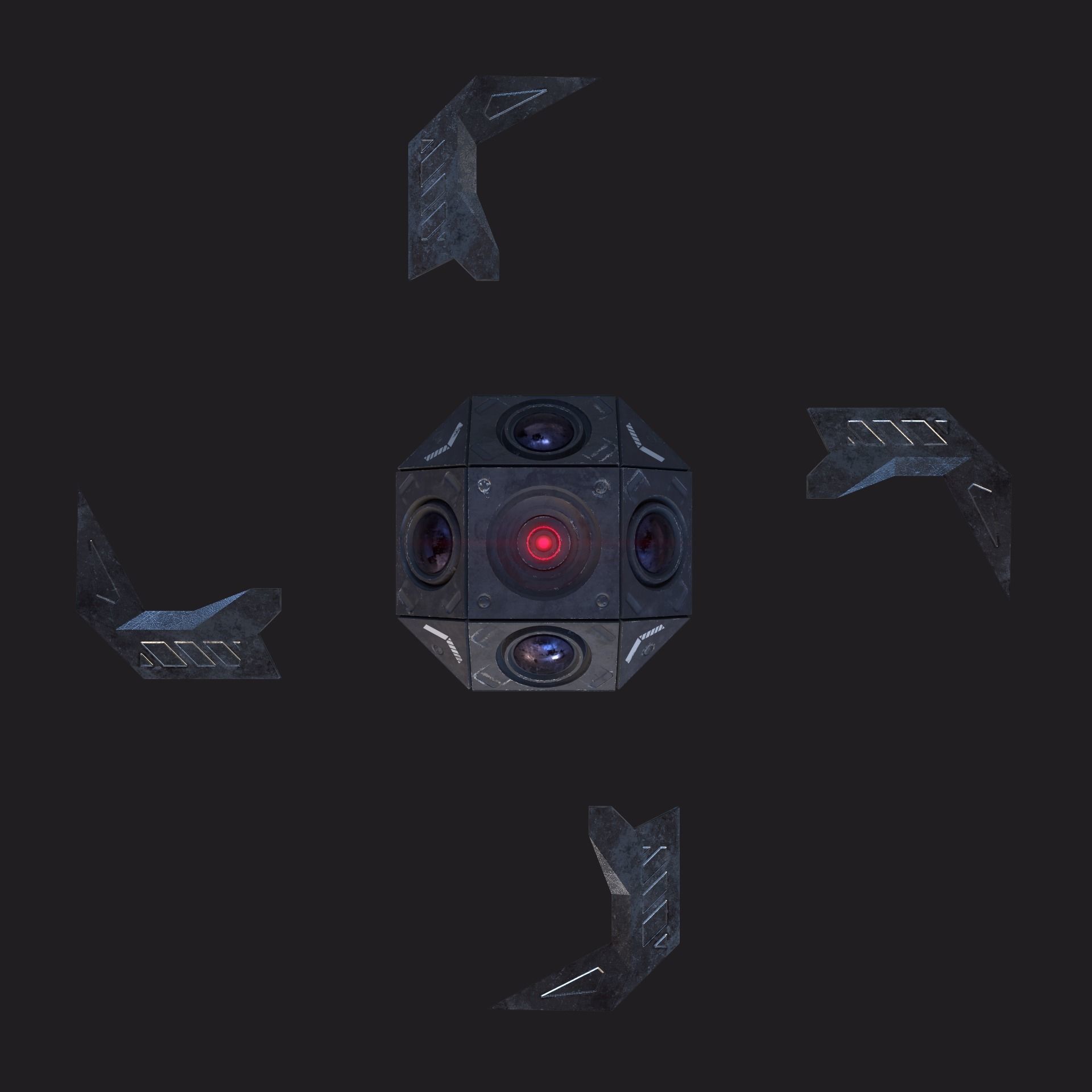 Drone robot hack and slash Low-poly 3D model_14