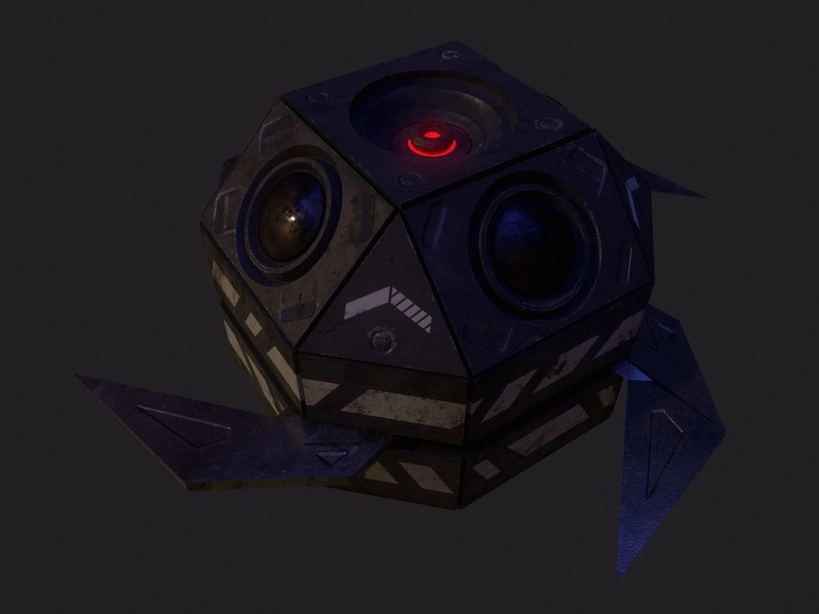 Drone robot hack and slash Low-poly 3D model_4