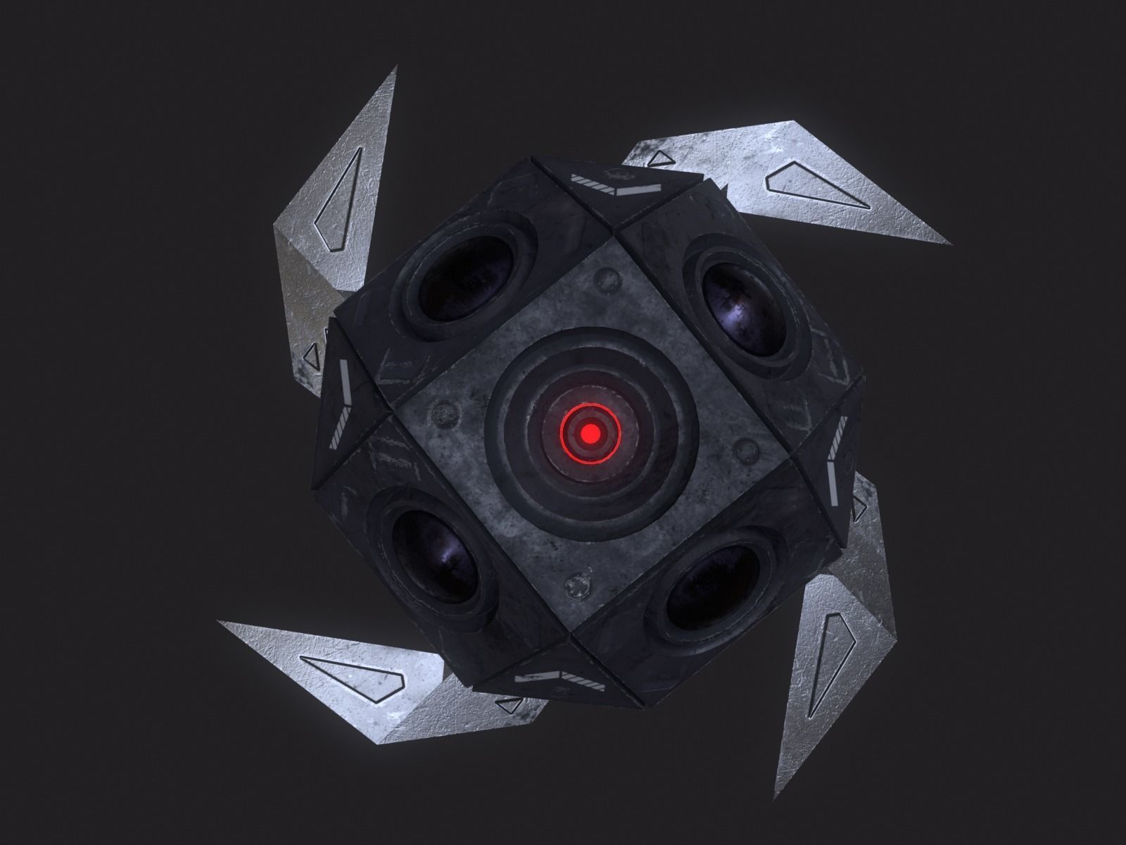 Drone robot hack and slash Low-poly 3D model_9