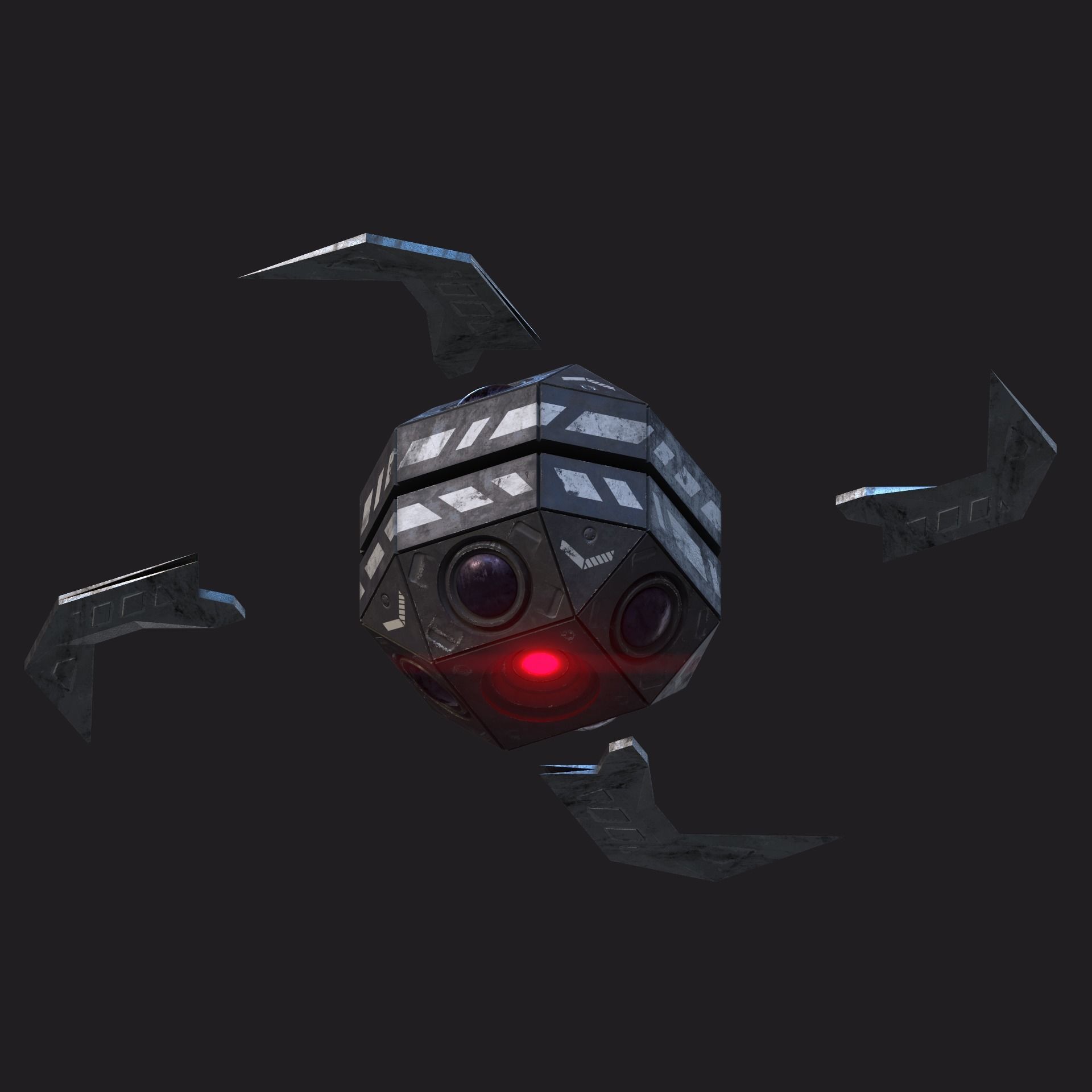 Drone robot hack and slash Low-poly 3D model_16