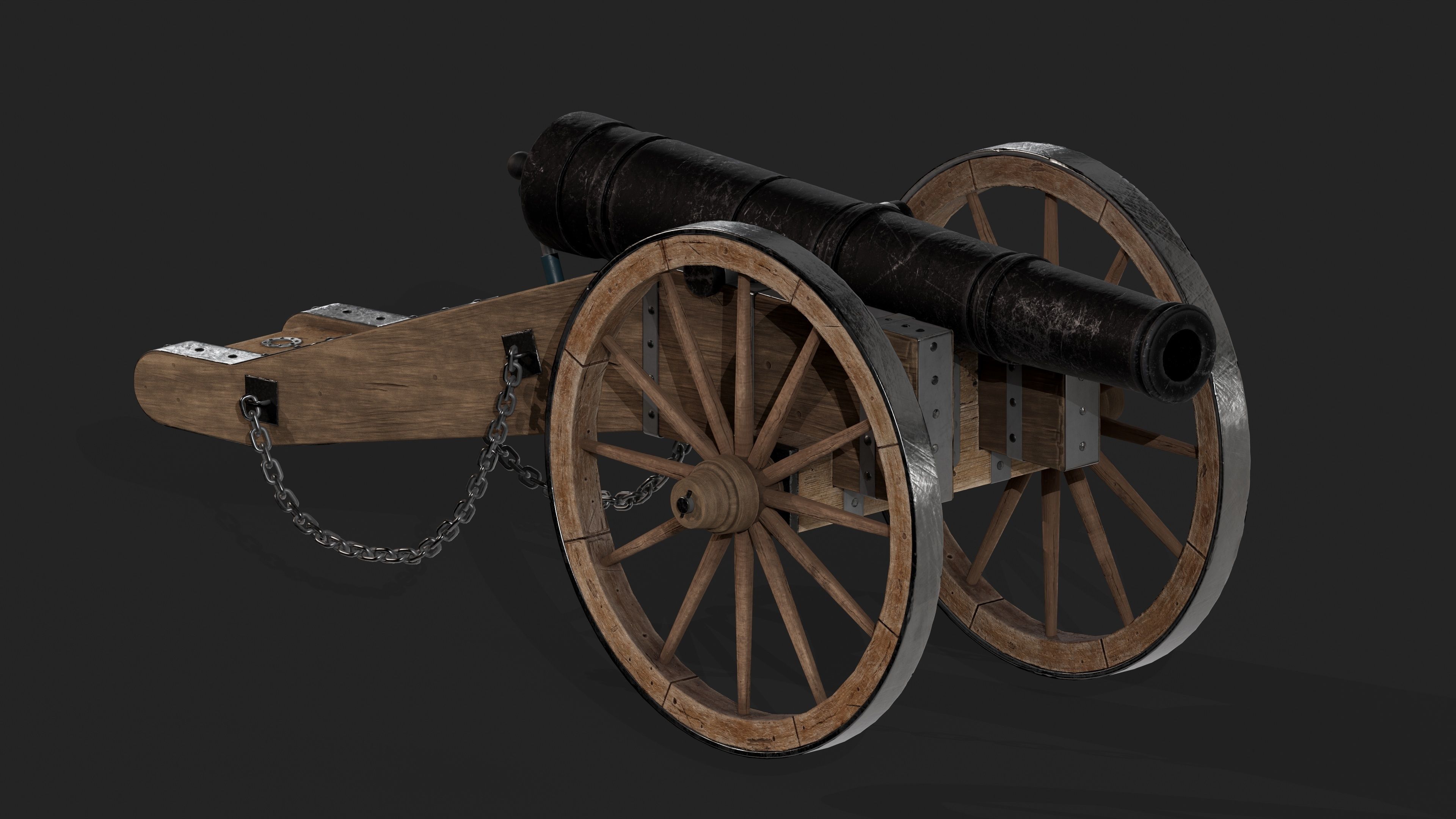 Cannon Low-poly 3D model_3