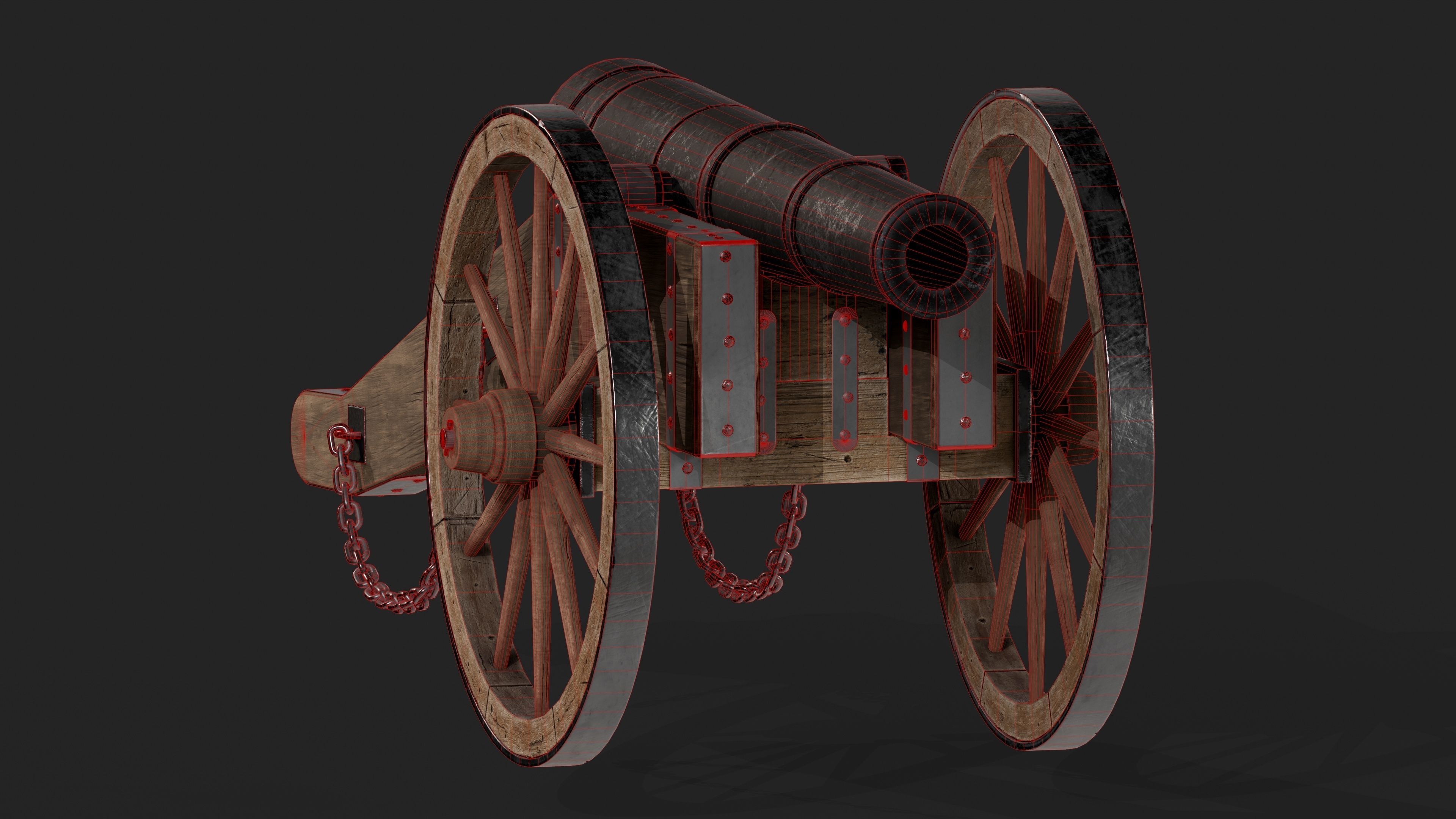 Cannon Low-poly 3D model_18