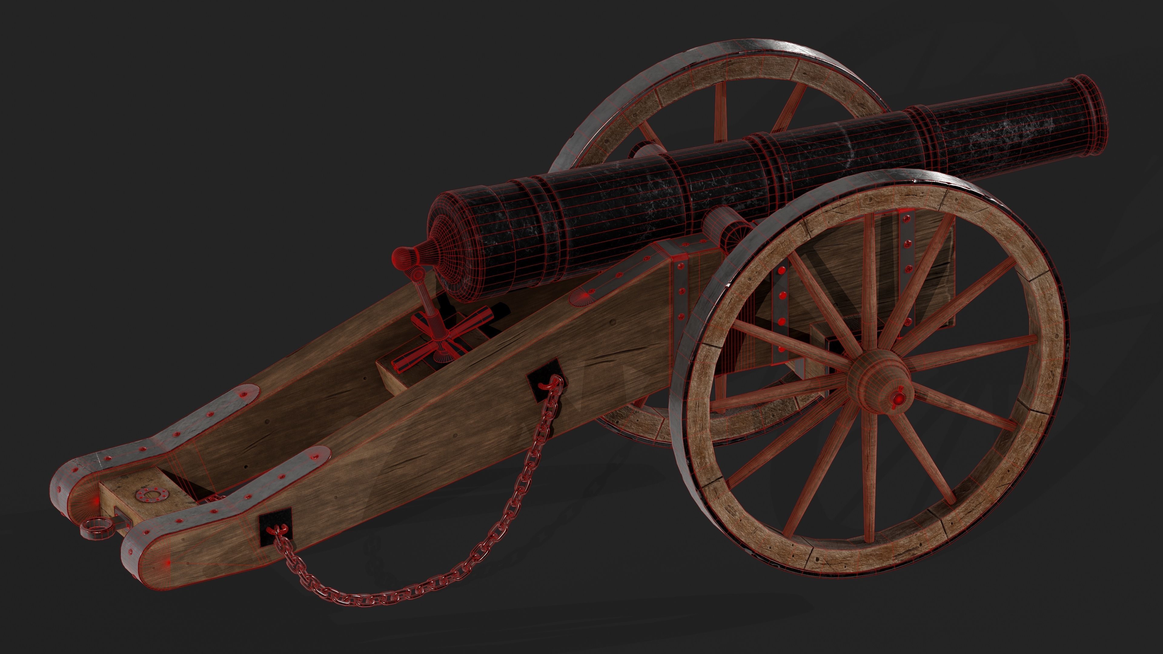 Cannon Low-poly 3D model_13