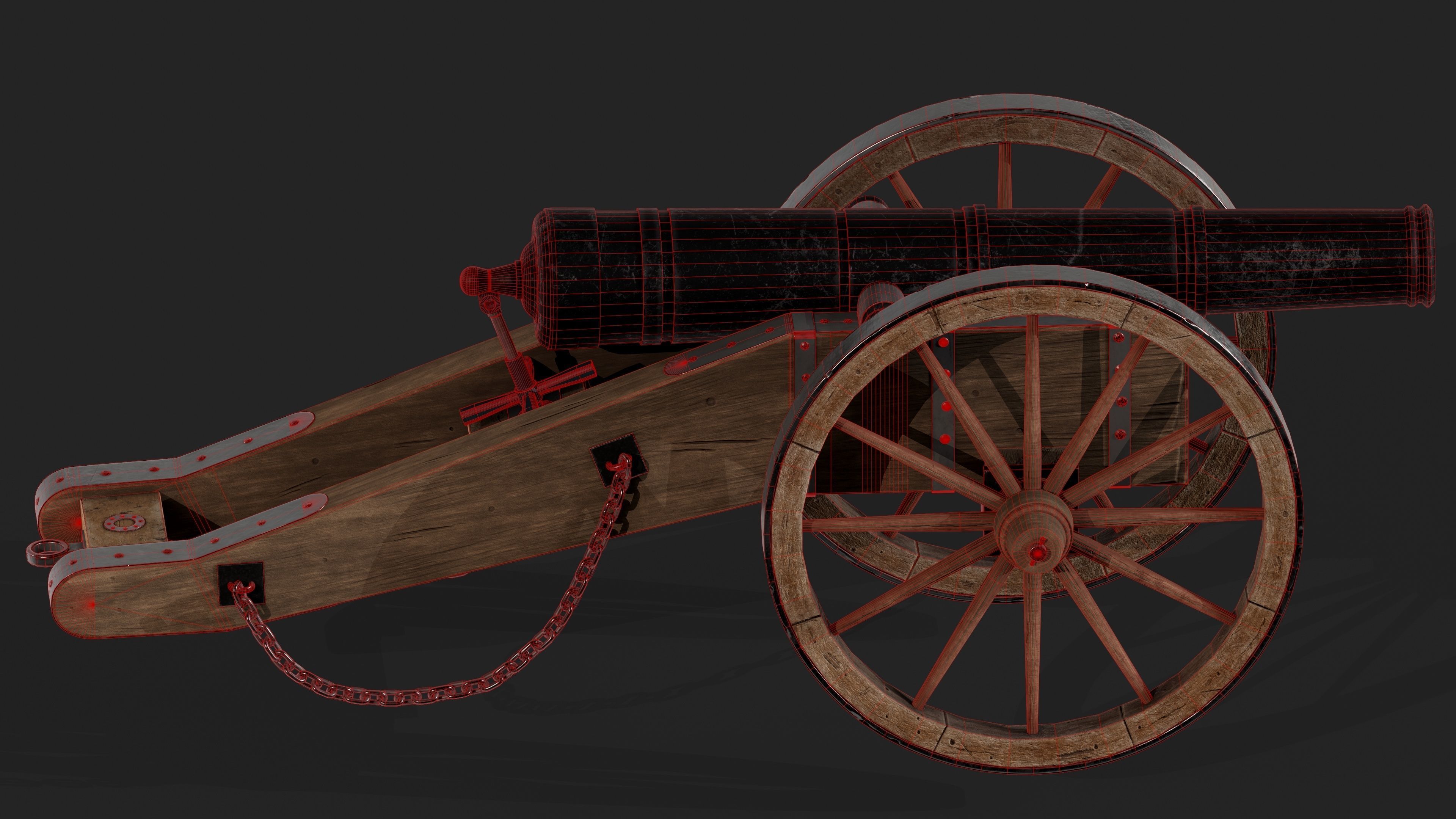 Cannon Low-poly 3D model_14