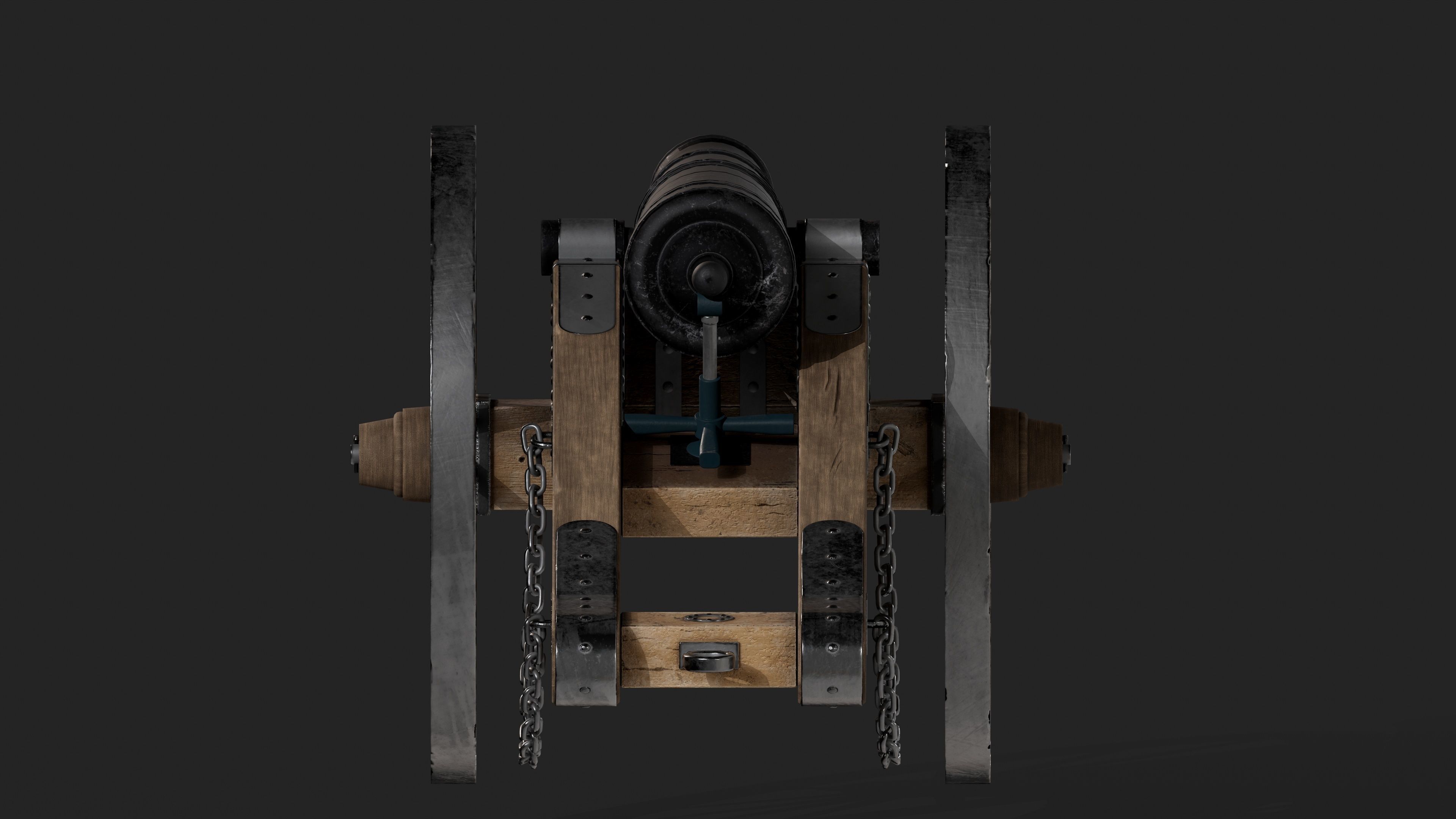 Cannon Low-poly 3D model_11