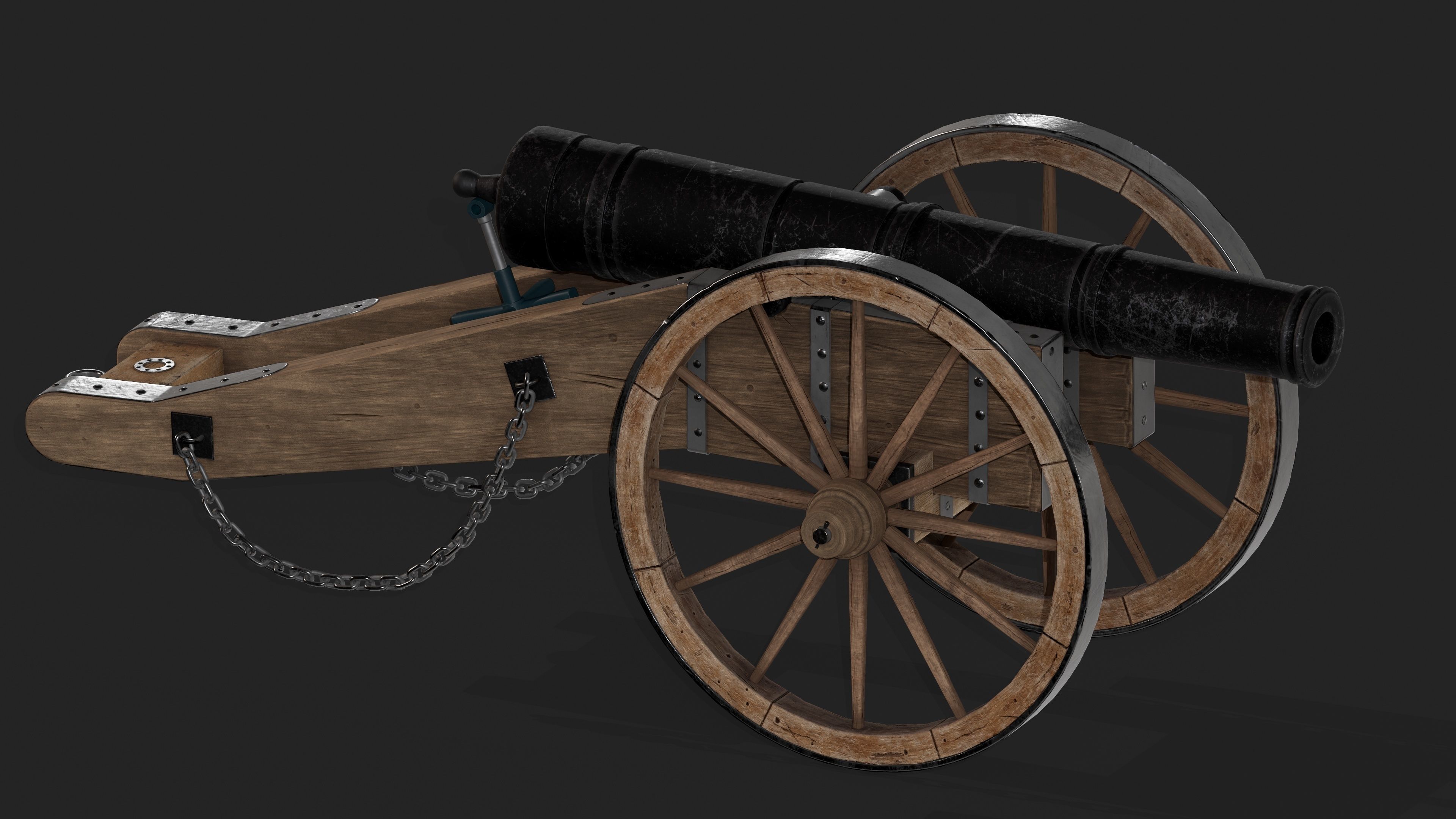 Cannon Low-poly 3D model_6