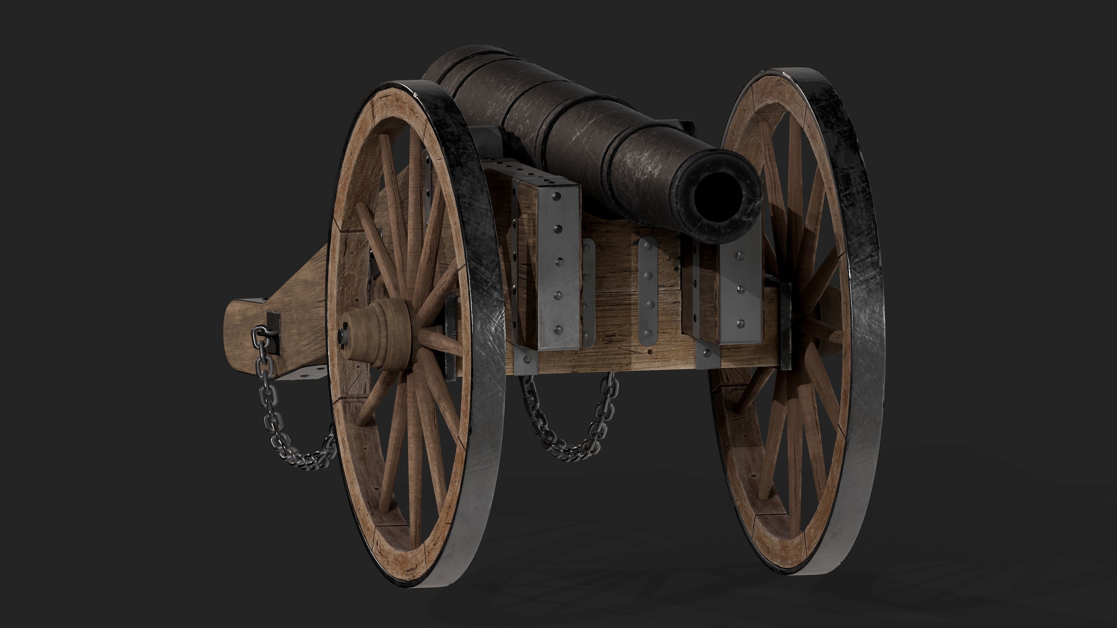 Cannon Low-poly 3D model_2