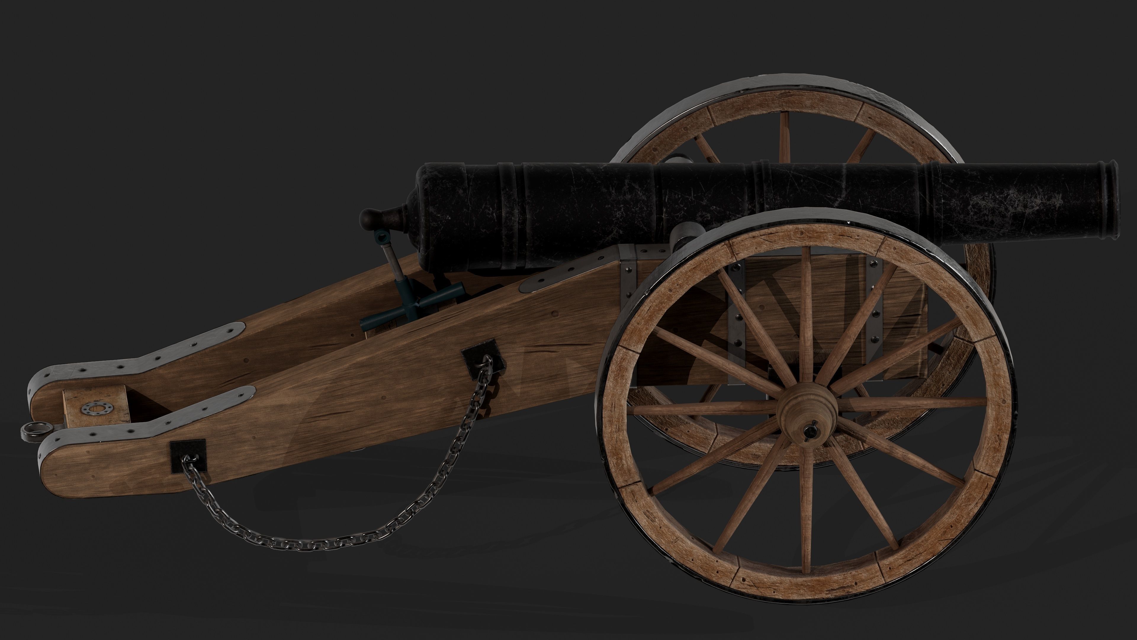 Cannon Low-poly 3D model_5