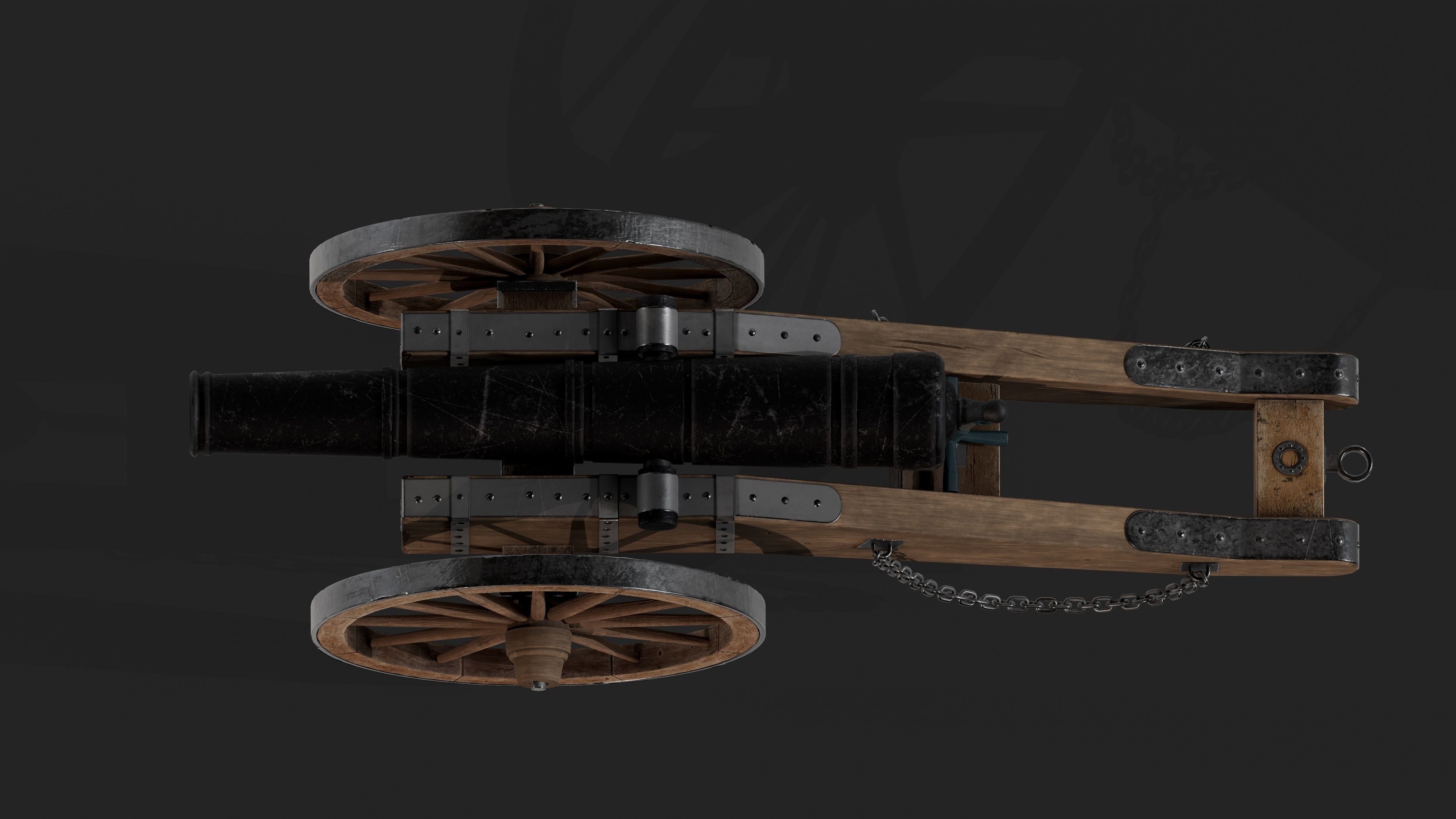 Cannon Low-poly 3D model_12
