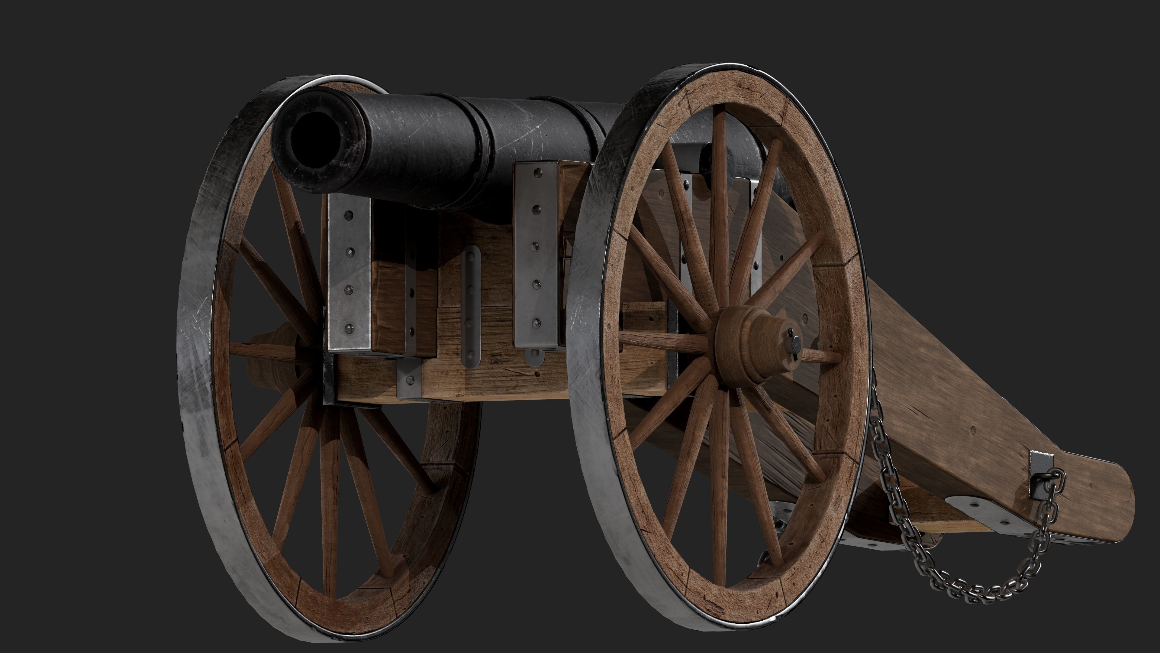 Cannon Low-poly 3D model_8