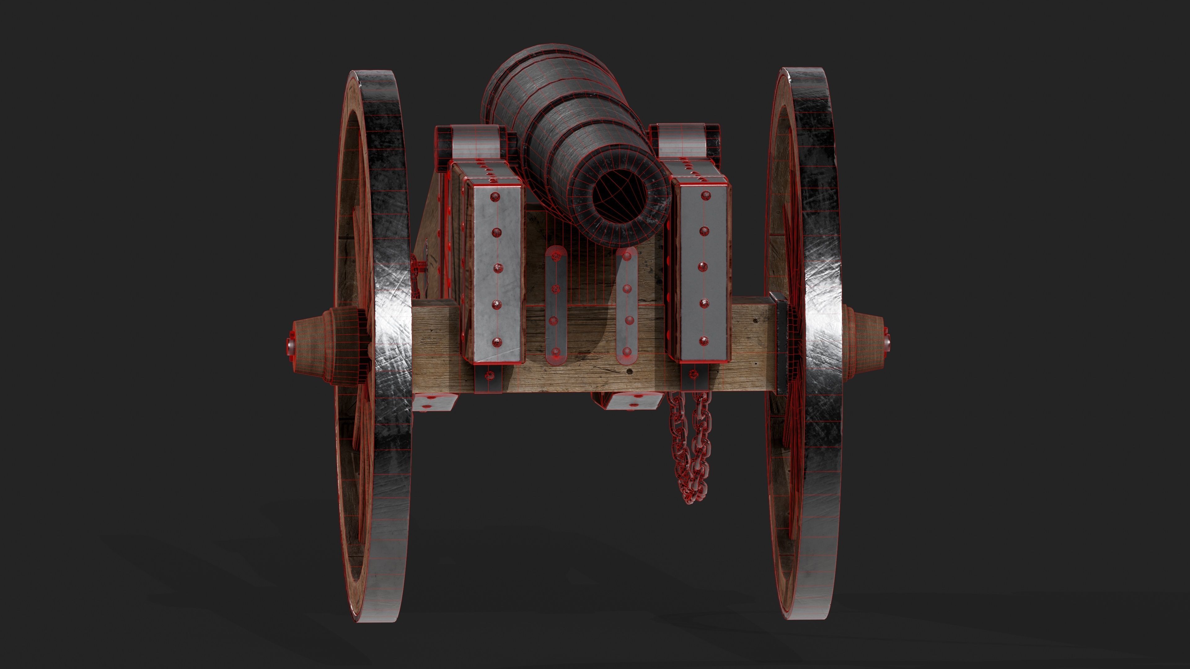 Cannon Low-poly 3D model_19