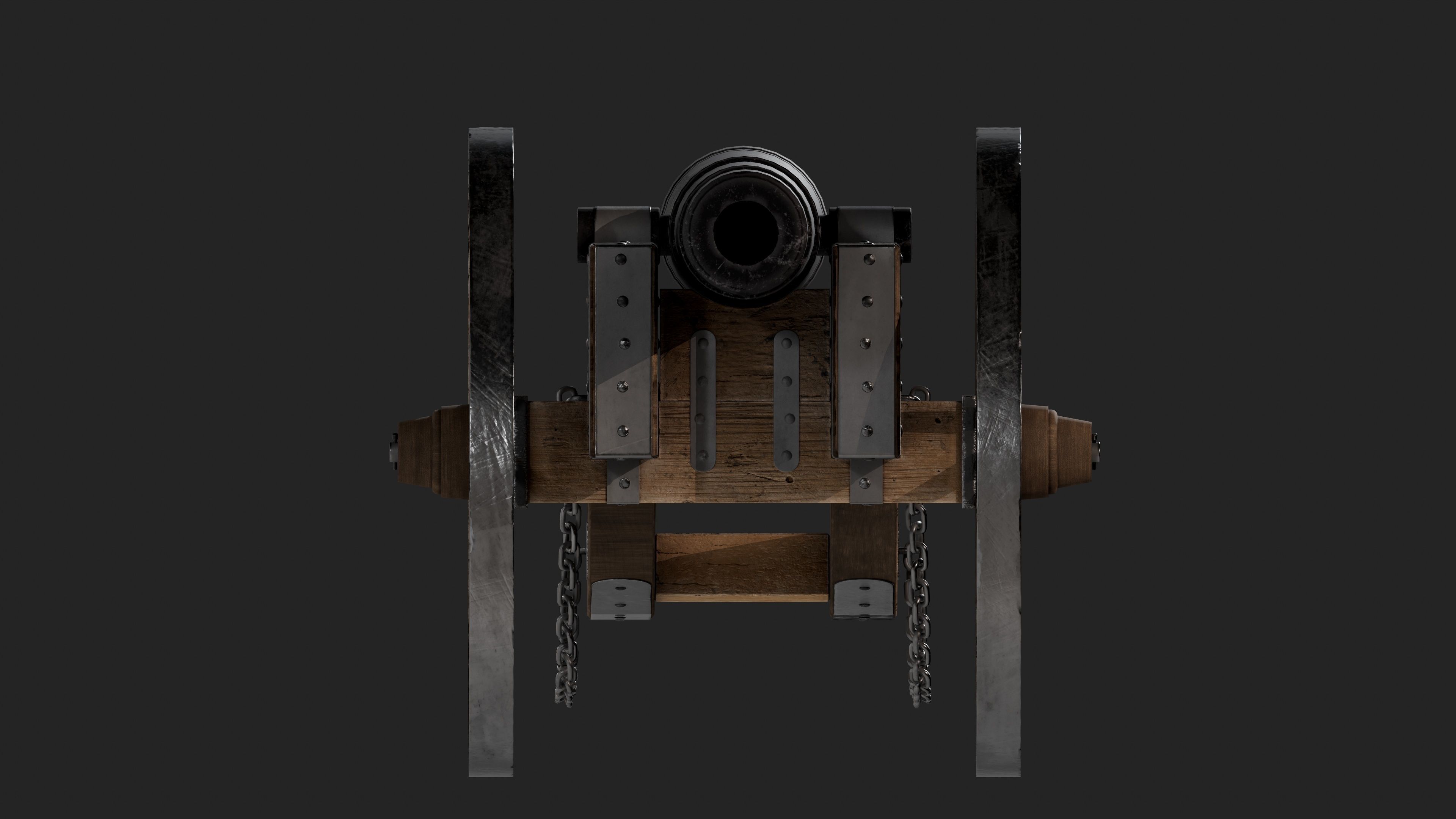 Cannon Low-poly 3D model_9
