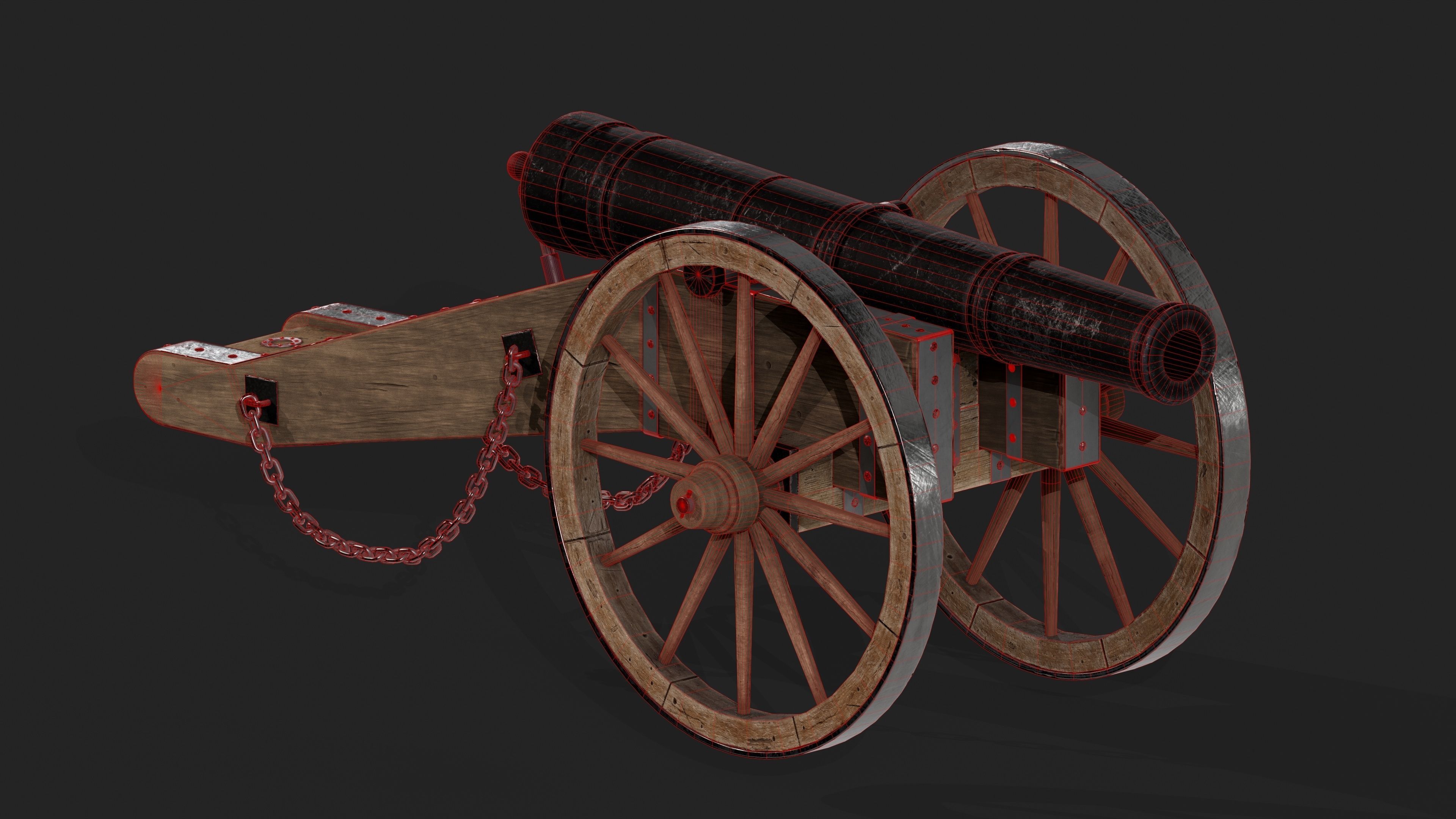 Cannon Low-poly 3D model_16