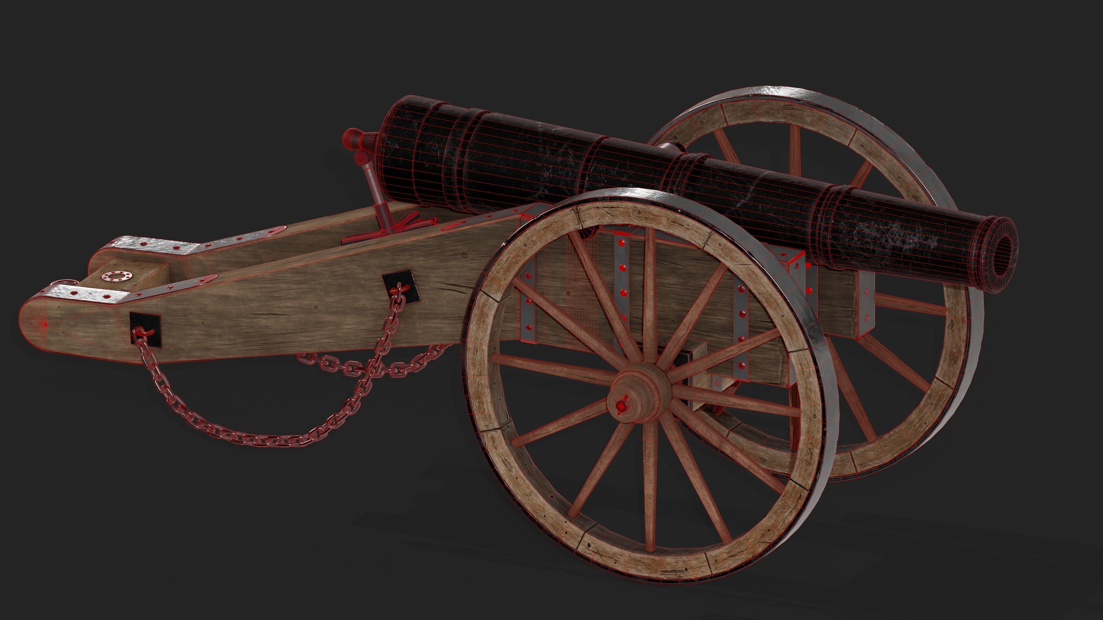 Cannon Low-poly 3D model_15