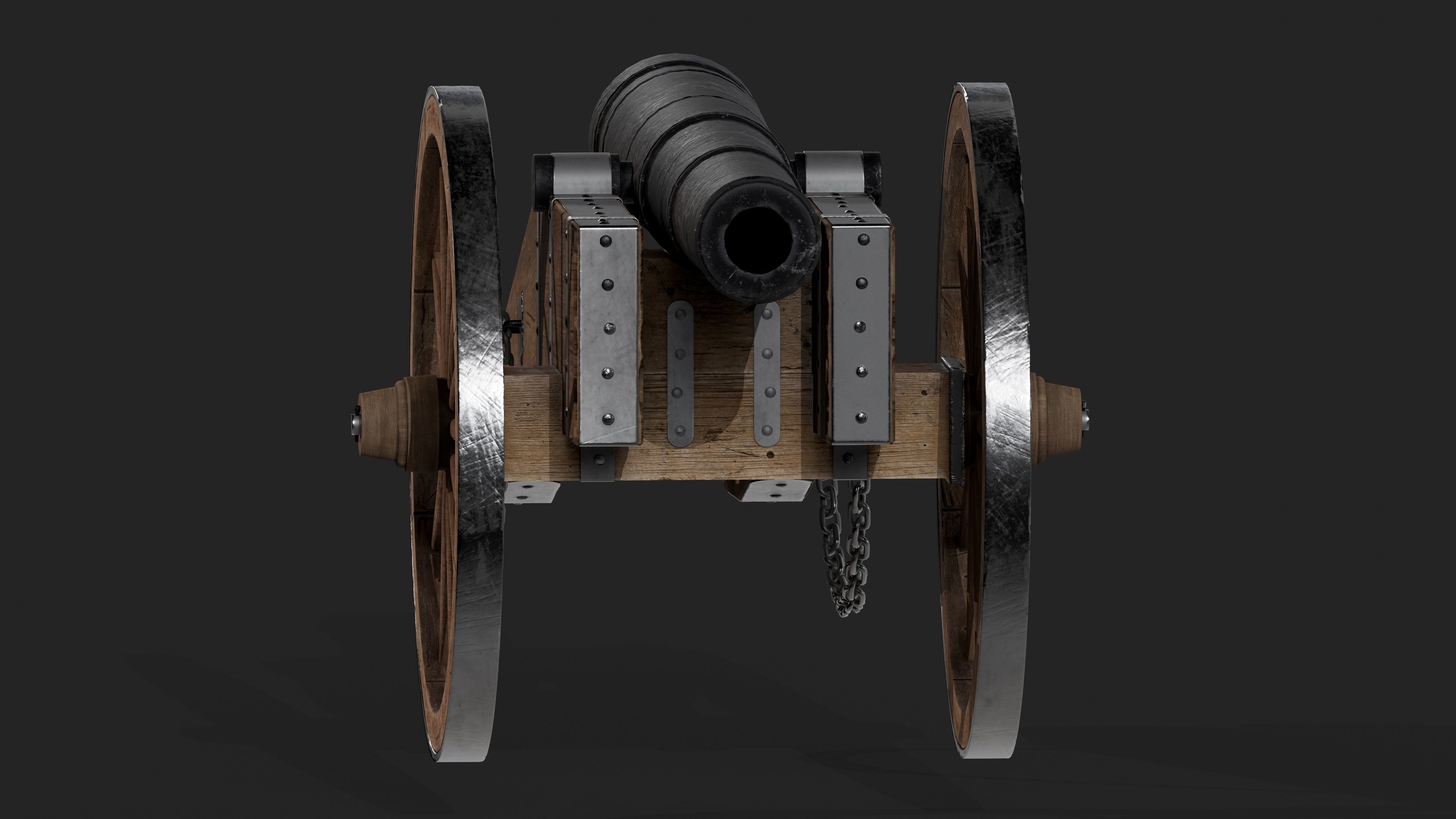 Cannon Low-poly 3D model_7