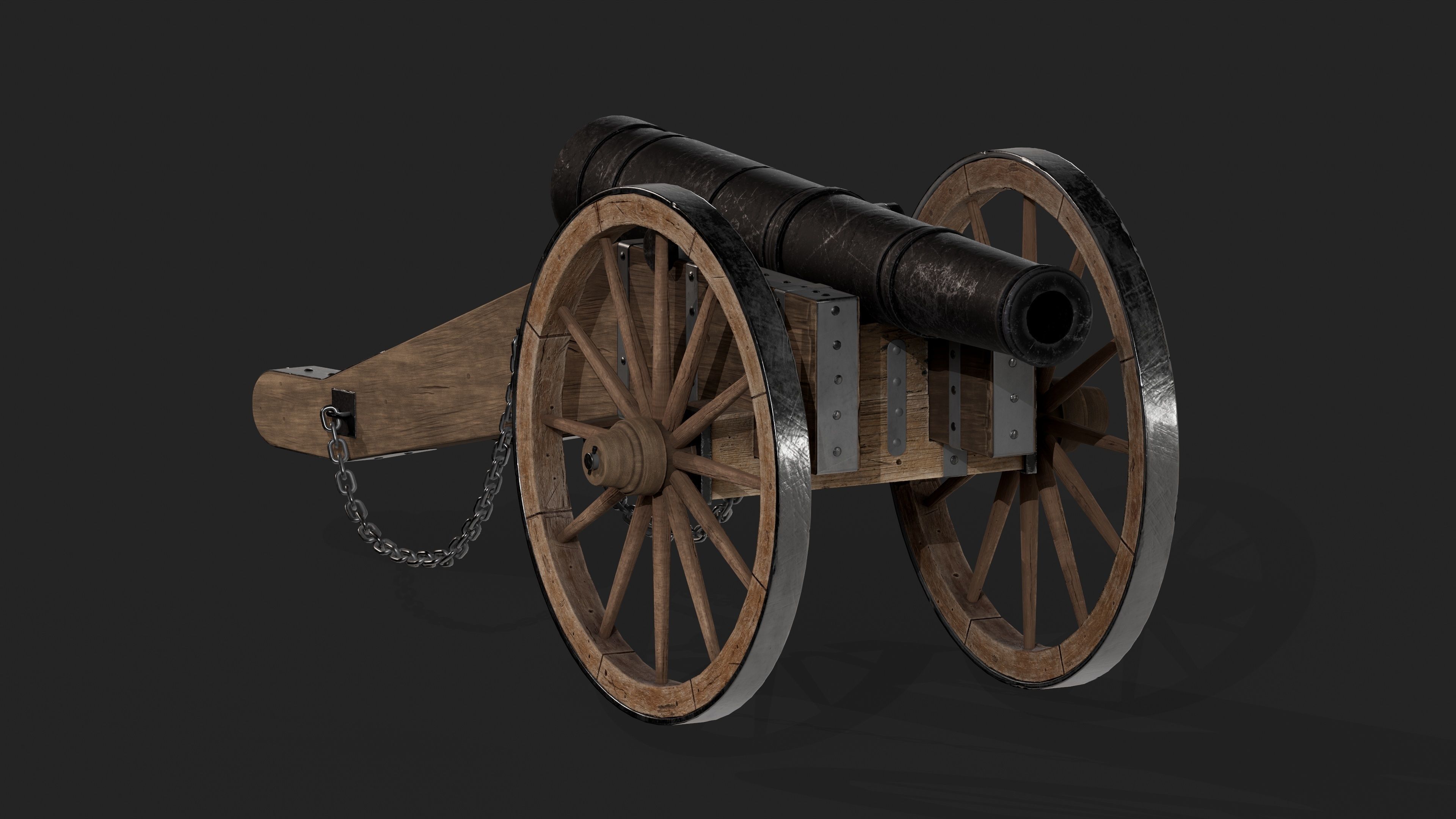 Cannon Low-poly 3D model_4