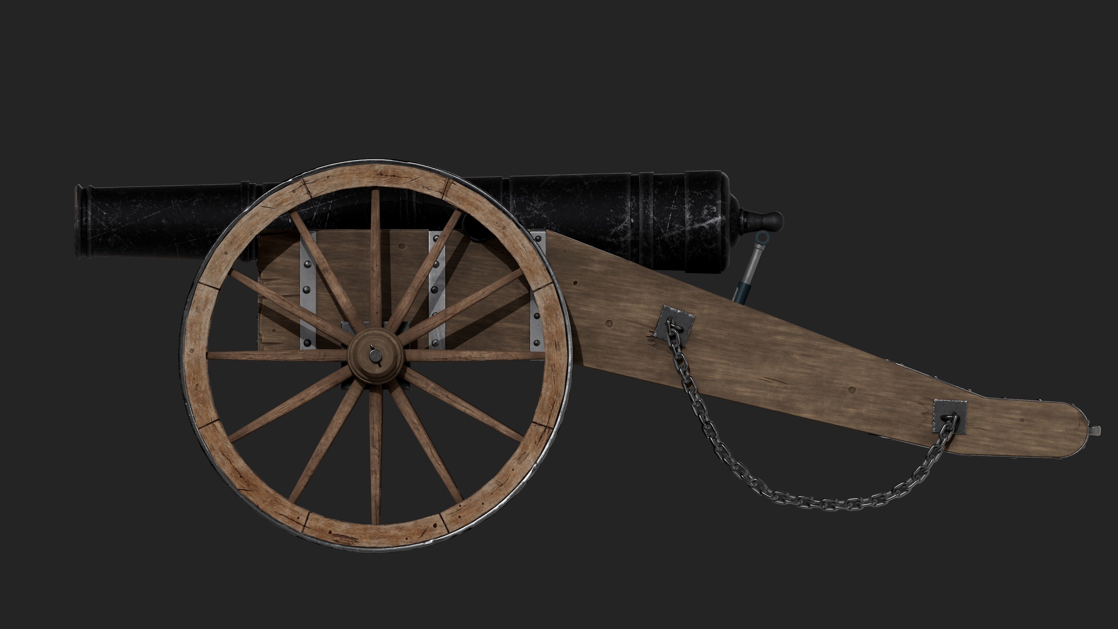 Cannon Low-poly 3D model_10