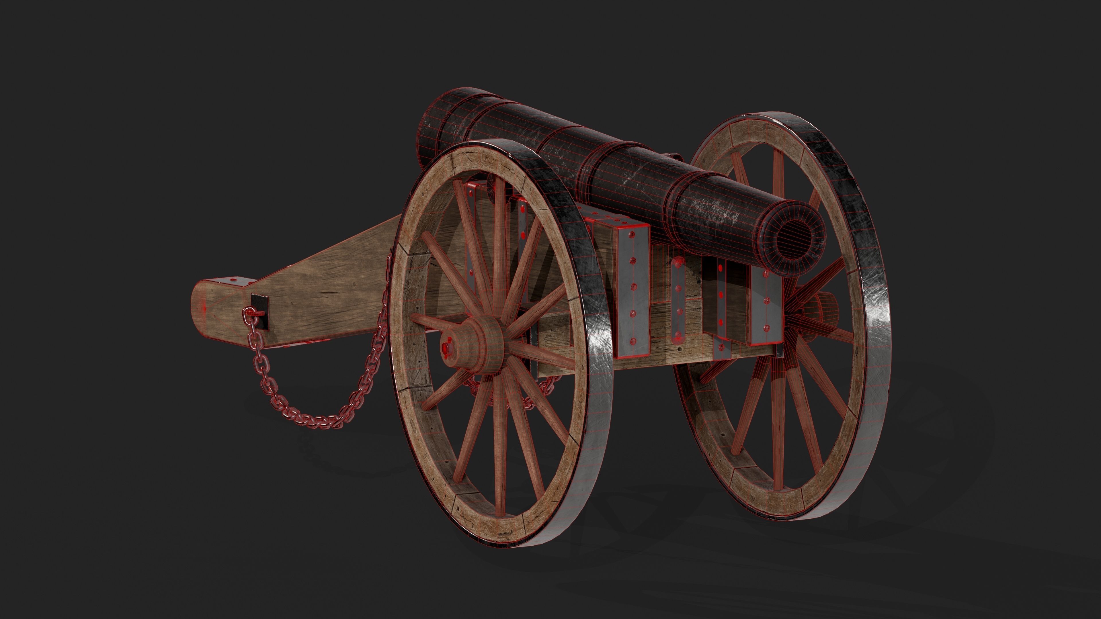 Cannon Low-poly 3D model_17