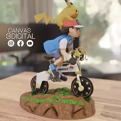 ASH Y PIKACHU - POKEMON 3D print model