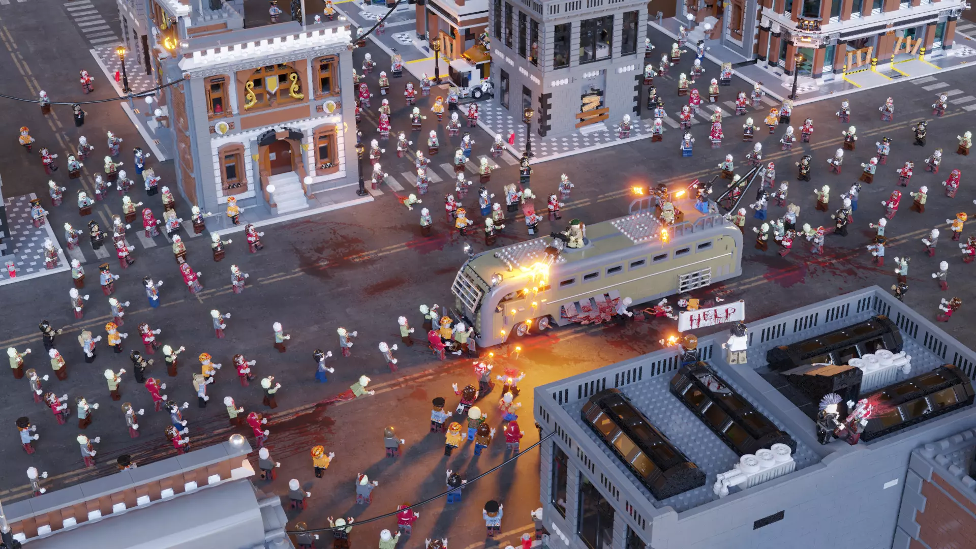 Zombie Apocalypse Lego Scene 3D model