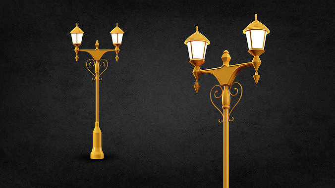 10 street lamps base mesh  Low Poly  Mid Poly Game Ready vol 02 Low-poly 3D model 6