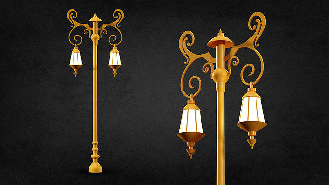 10 street lamps base mesh  Low Poly  Mid Poly Game Ready vol 02 Low-poly 3D model 5