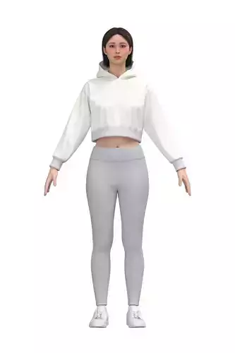 Female crop hoodie legging 3D model