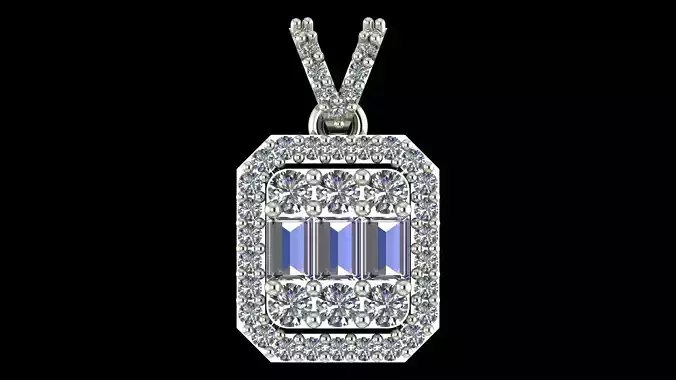 Baguette Diamond Pendant 3D-Printable Ornamental Jewelry Design 3D print model