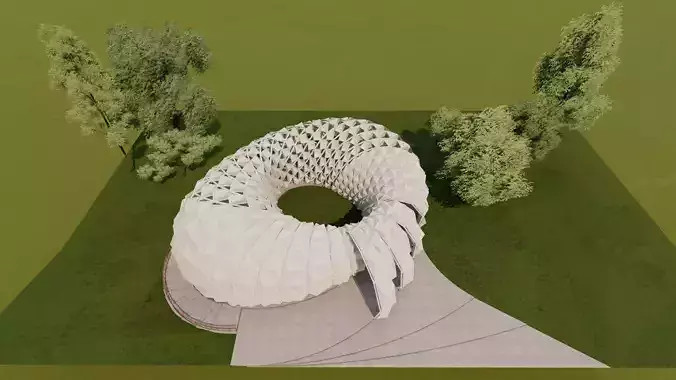 Modern temple with parametric cover