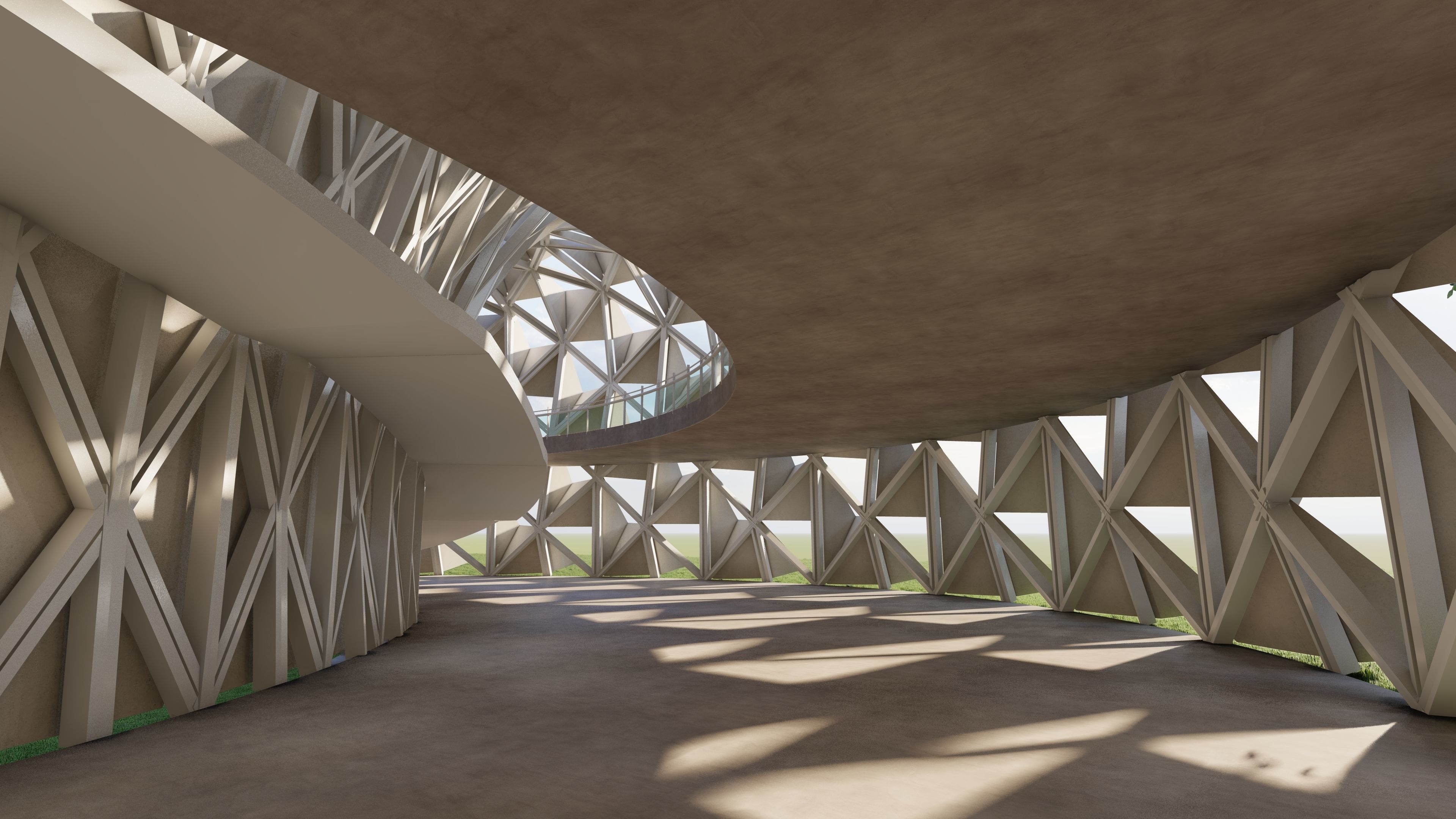 Modern temple with parametric cover 3D model_2