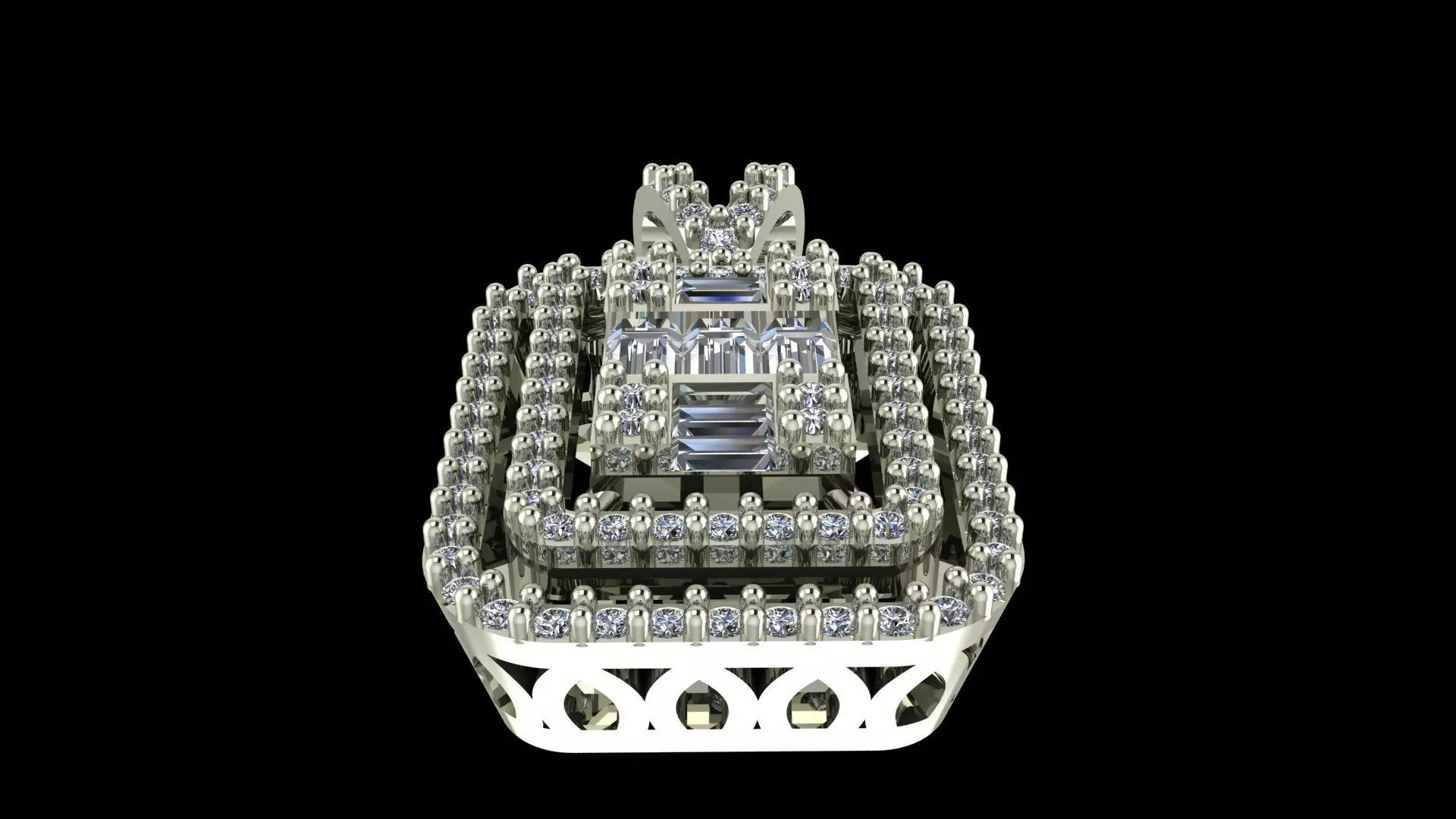 Baguette Diamond Pendant 3D-Printable Ornamental Jewelry Design 3D print model_0