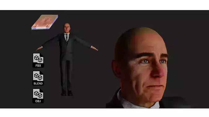 Not Joe Biden Game-ready Low-poly 3D model
