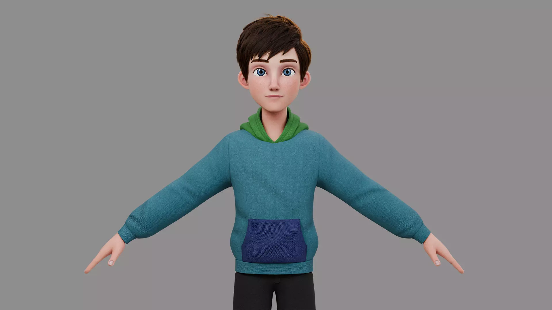 Teen Boy Rigged 3D model_11