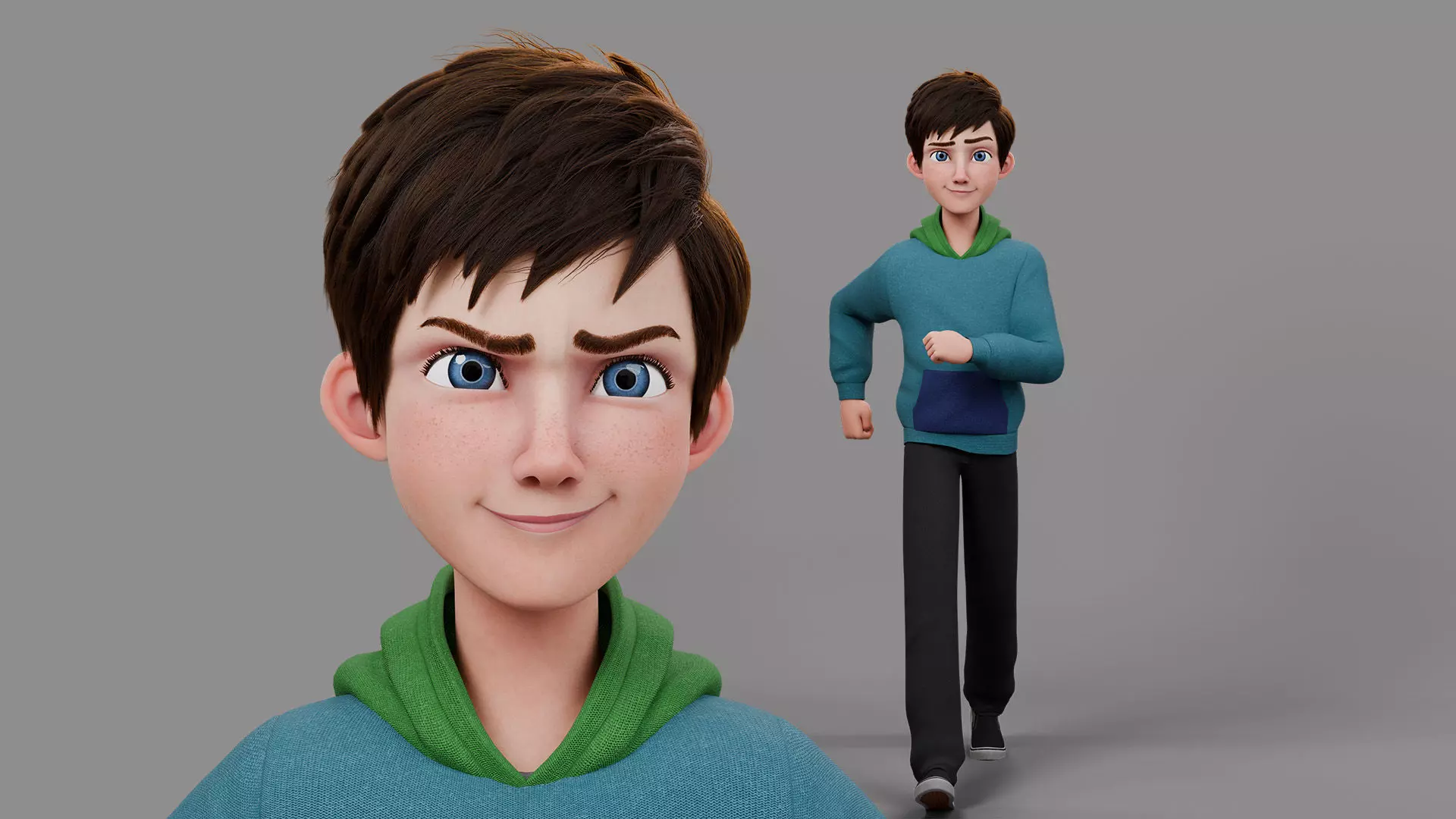 Teen Boy Rigged 3D model_0