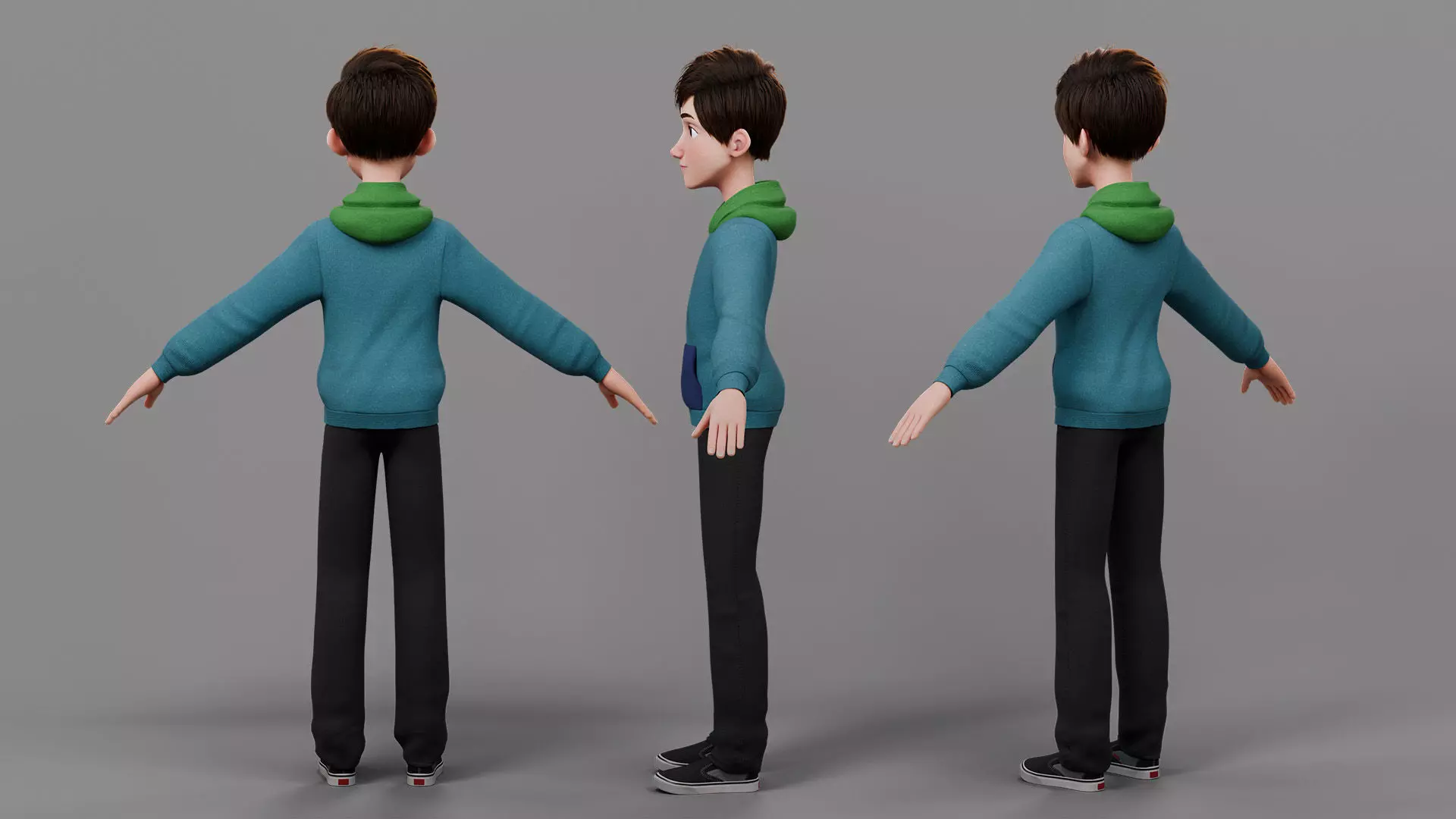 Teen Boy Rigged 3D model_19