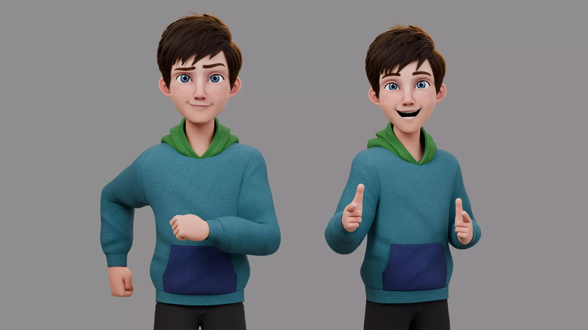 Teen Boy Rigged 3D model_2
