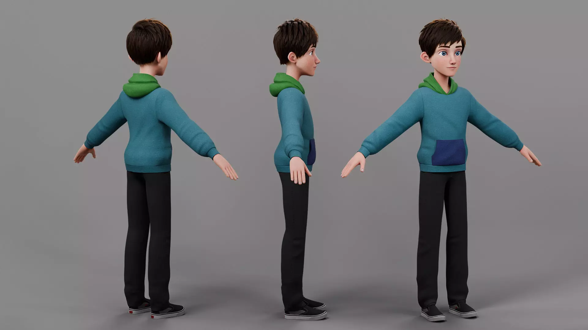 Teen Boy Rigged 3D model_20