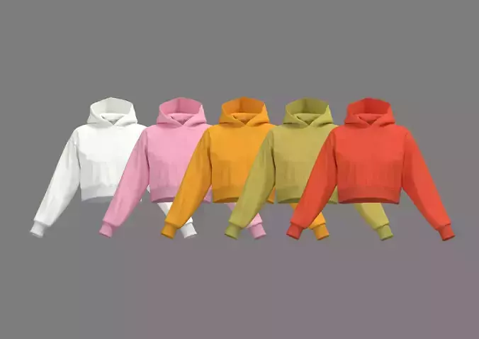 Female crop hoodie 3D model