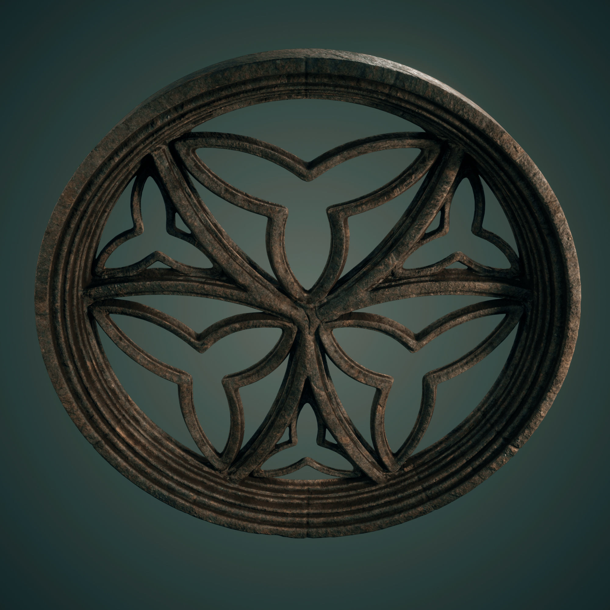 Medieval Circular Windows 02 Low-poly 3D model_6