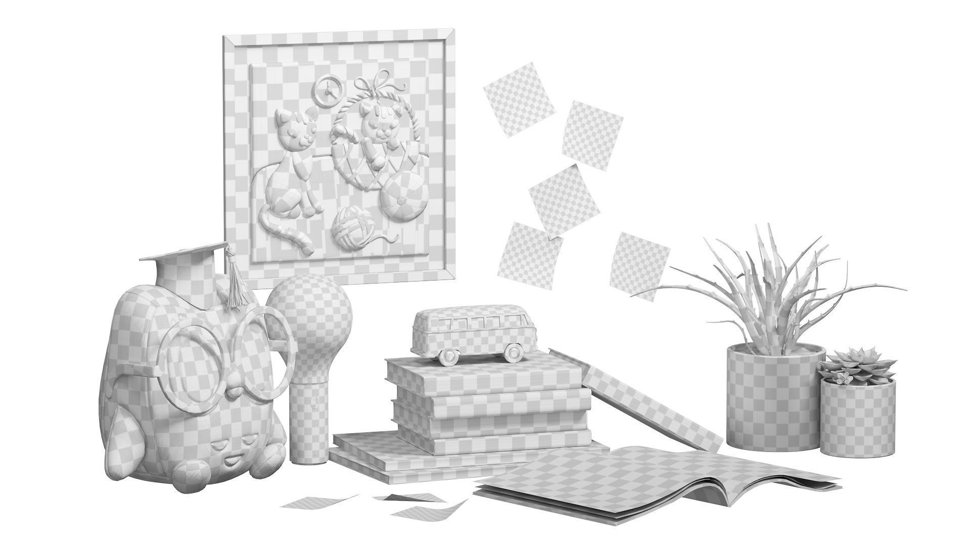 Decor Set  English lesson 3D model_10