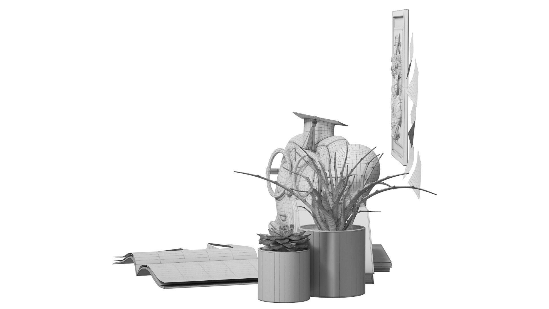Decor Set  English lesson 3D model_7