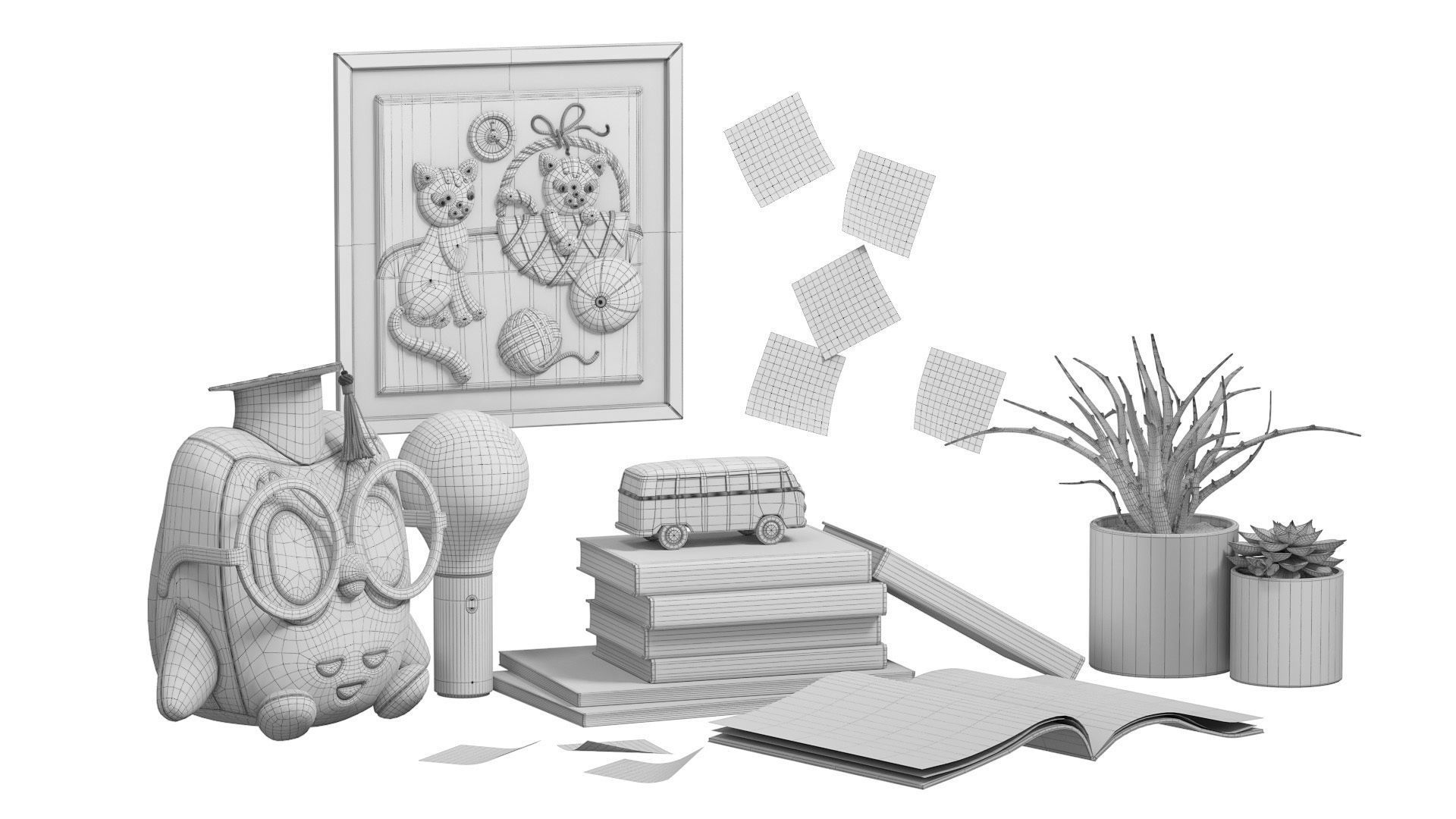 Decor Set  English lesson 3D model_5