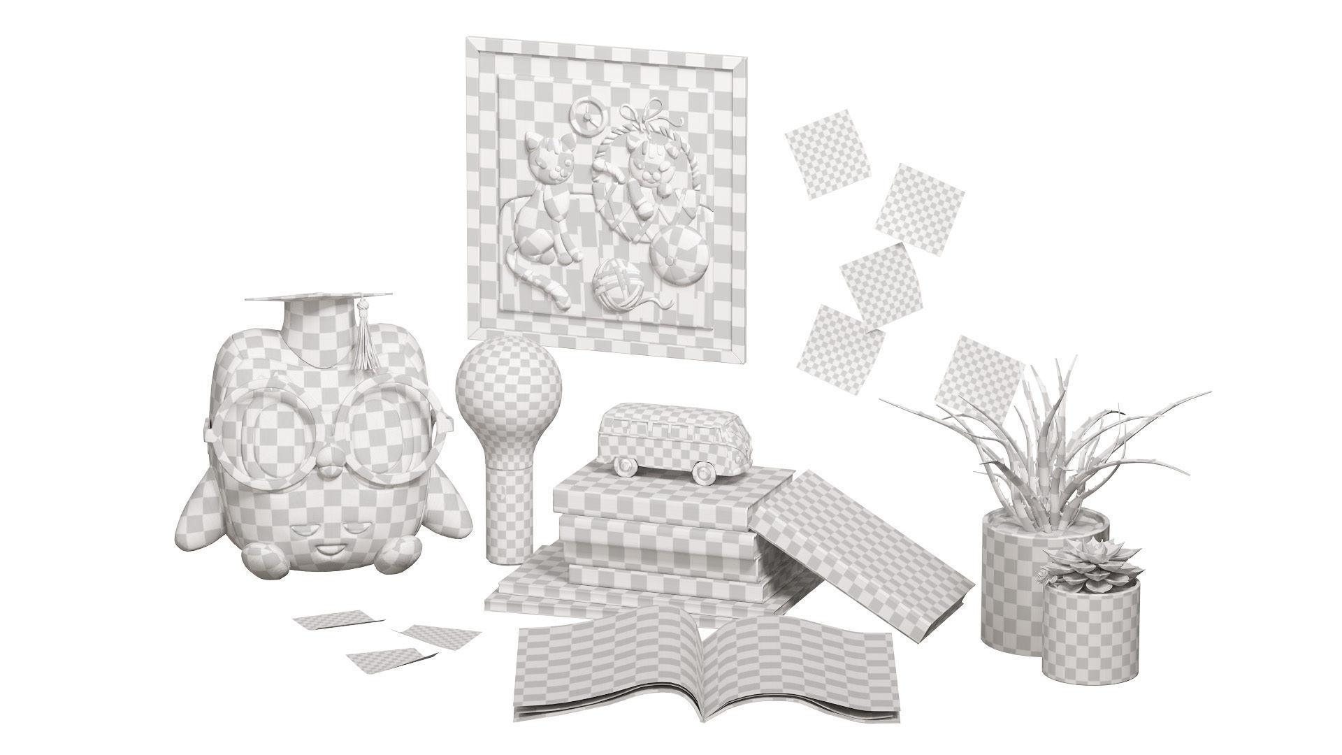 Decor Set  English lesson 3D model_11