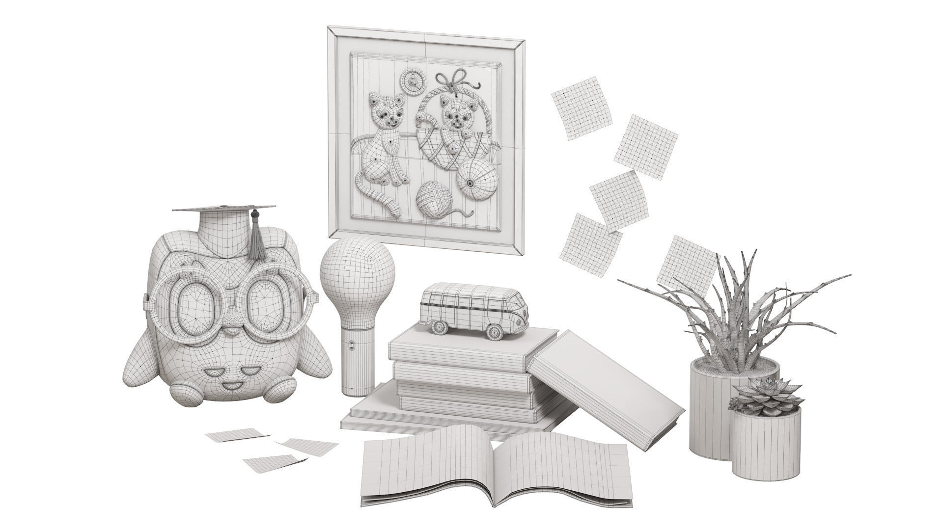Decor Set  English lesson 3D model_6