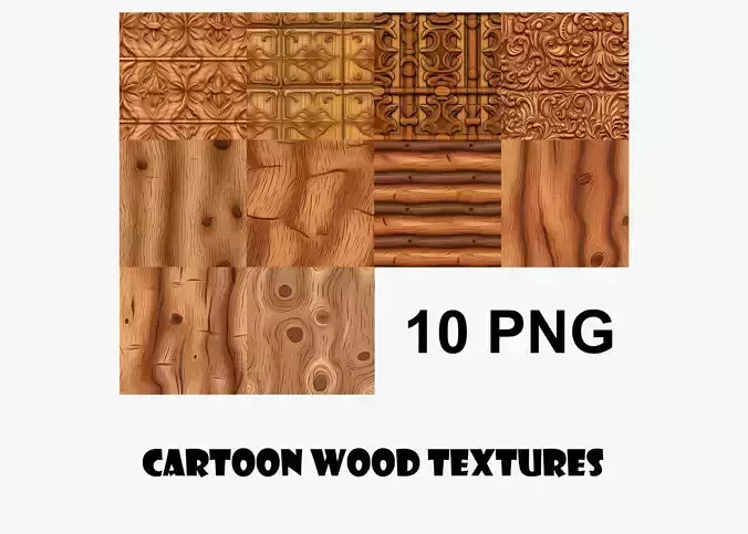 Cartoon Wood Textures Pack 19 - 10x PNG 