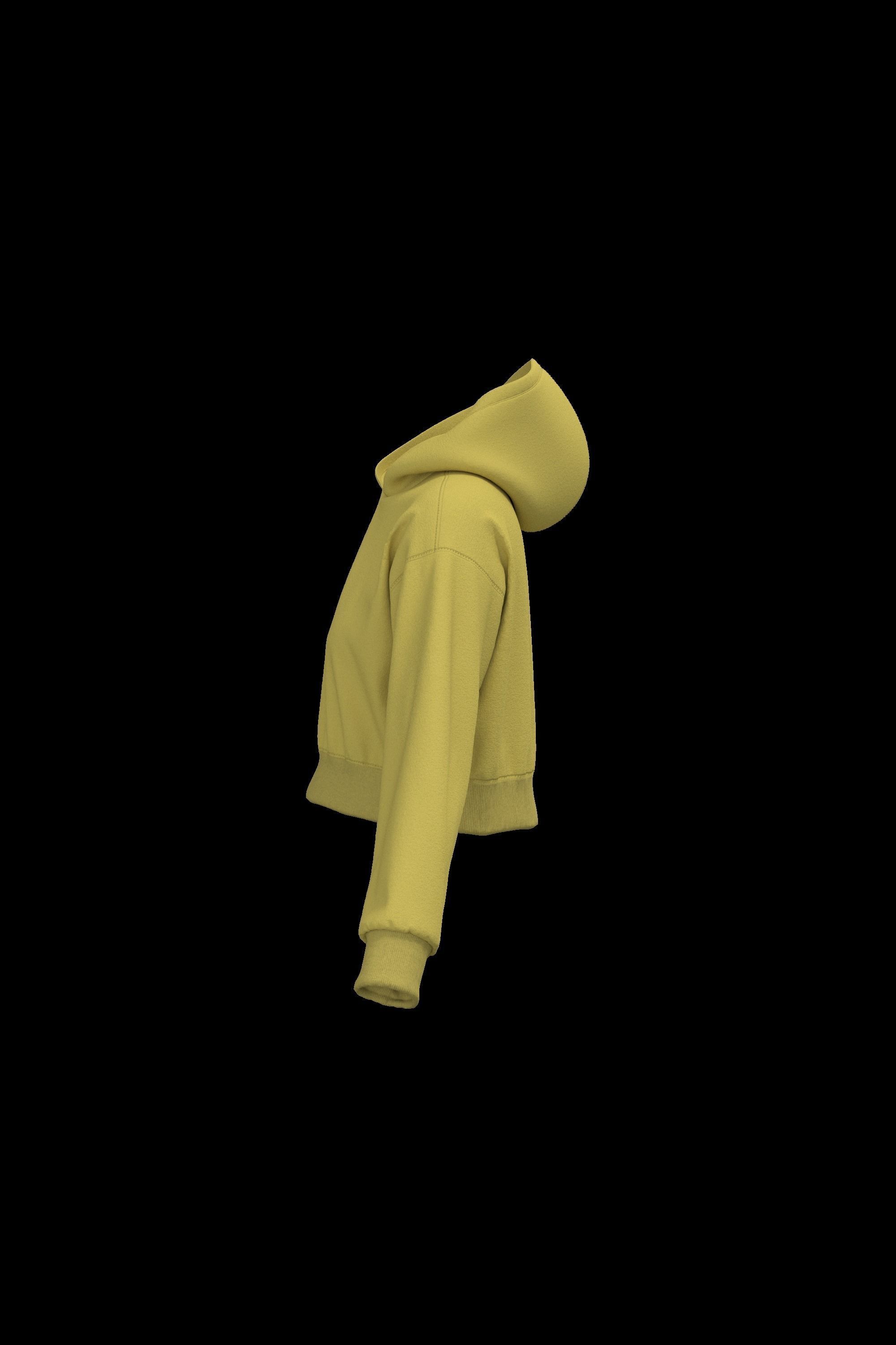 Female crop hoodie 3D model_3
